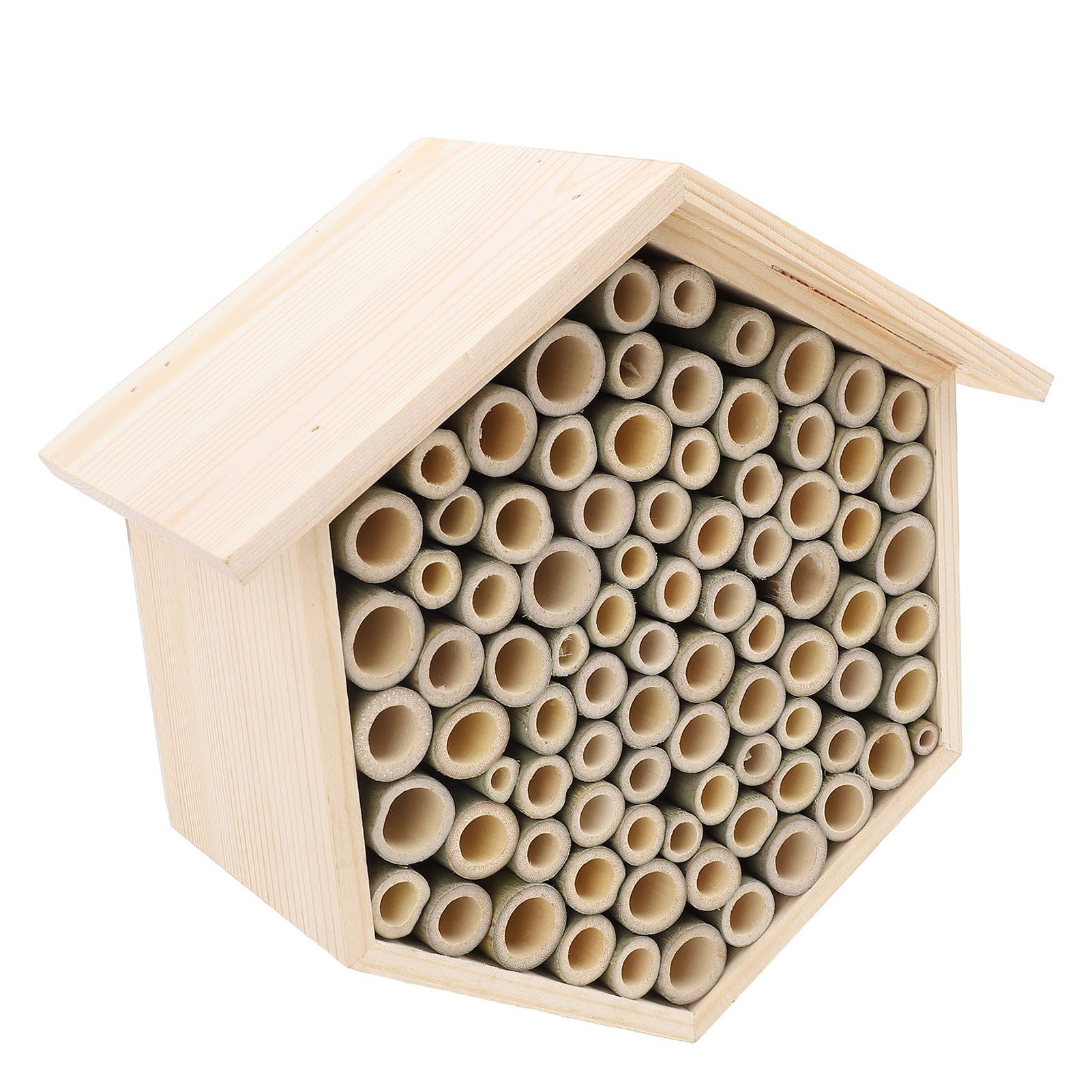 Hexagonal Bee House Wooden Bee Box Home Hotel Attract Peaceful Bee Pollinators view 6