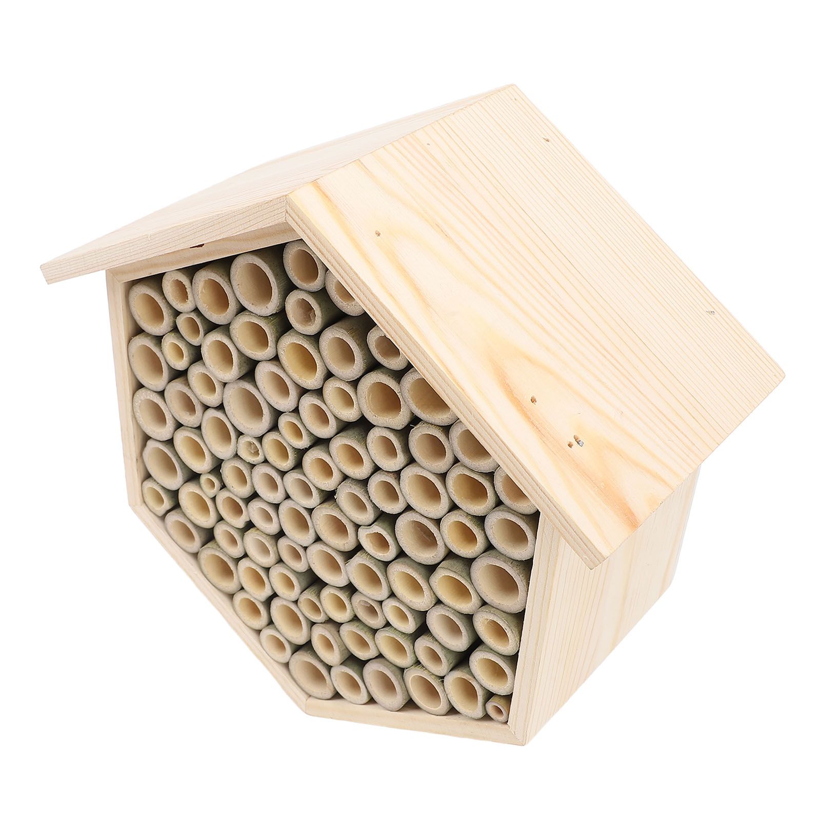 Hexagonal Bee House Wooden Bee Box Home Hotel Attract Peaceful Bee Pollinators view 11