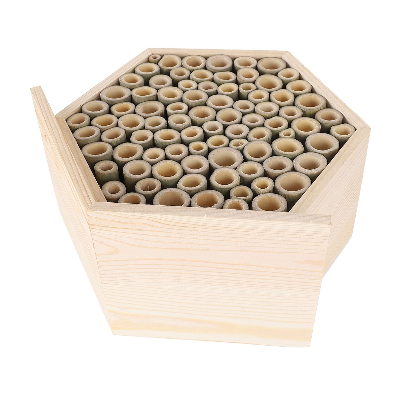 Hexagonal Bee House Wooden Bee Box Home Hotel Attract Peaceful Bee Pollinators view 12