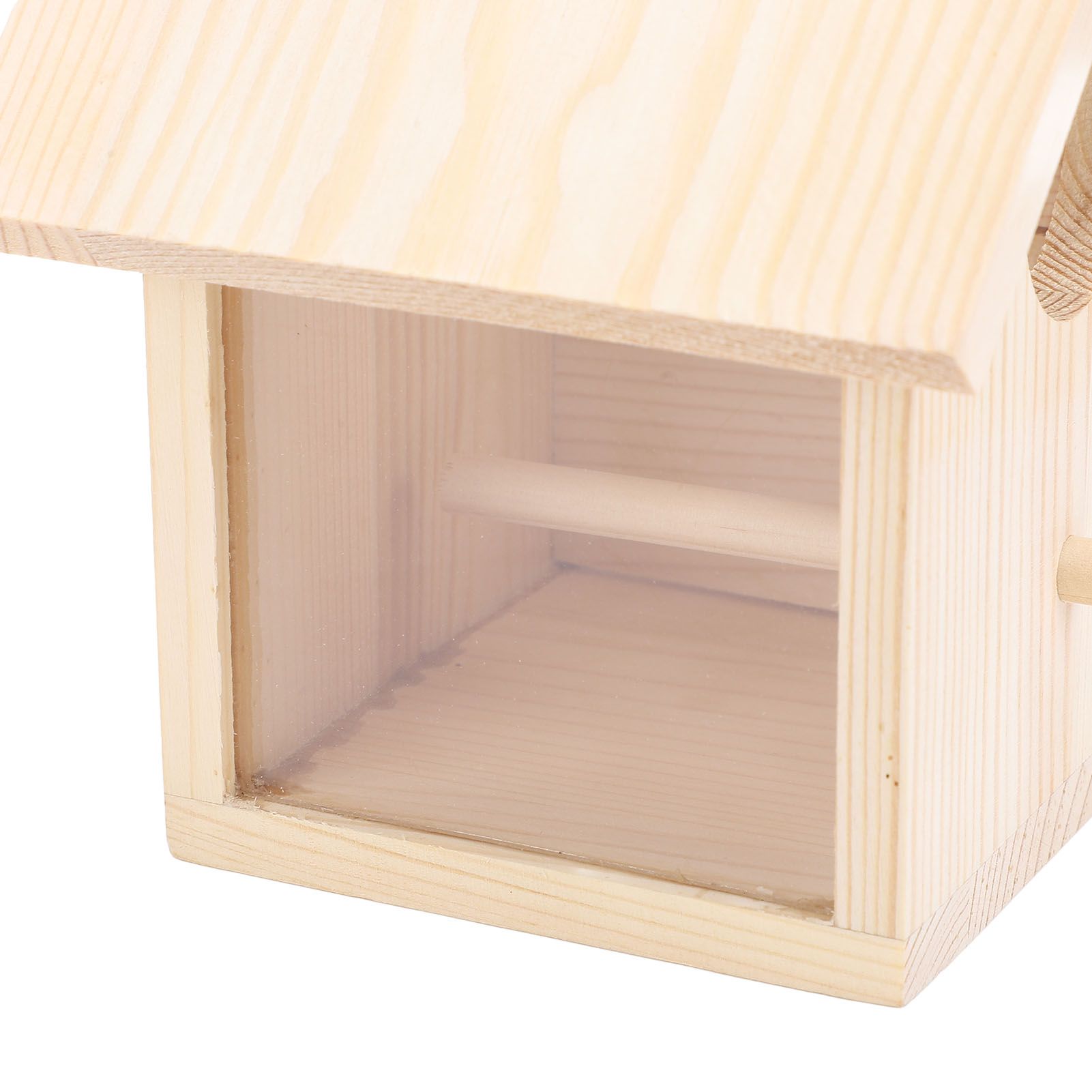 Outside Wooden Bird House with Transparent Acrylic Window Hanging Outdoor view 5