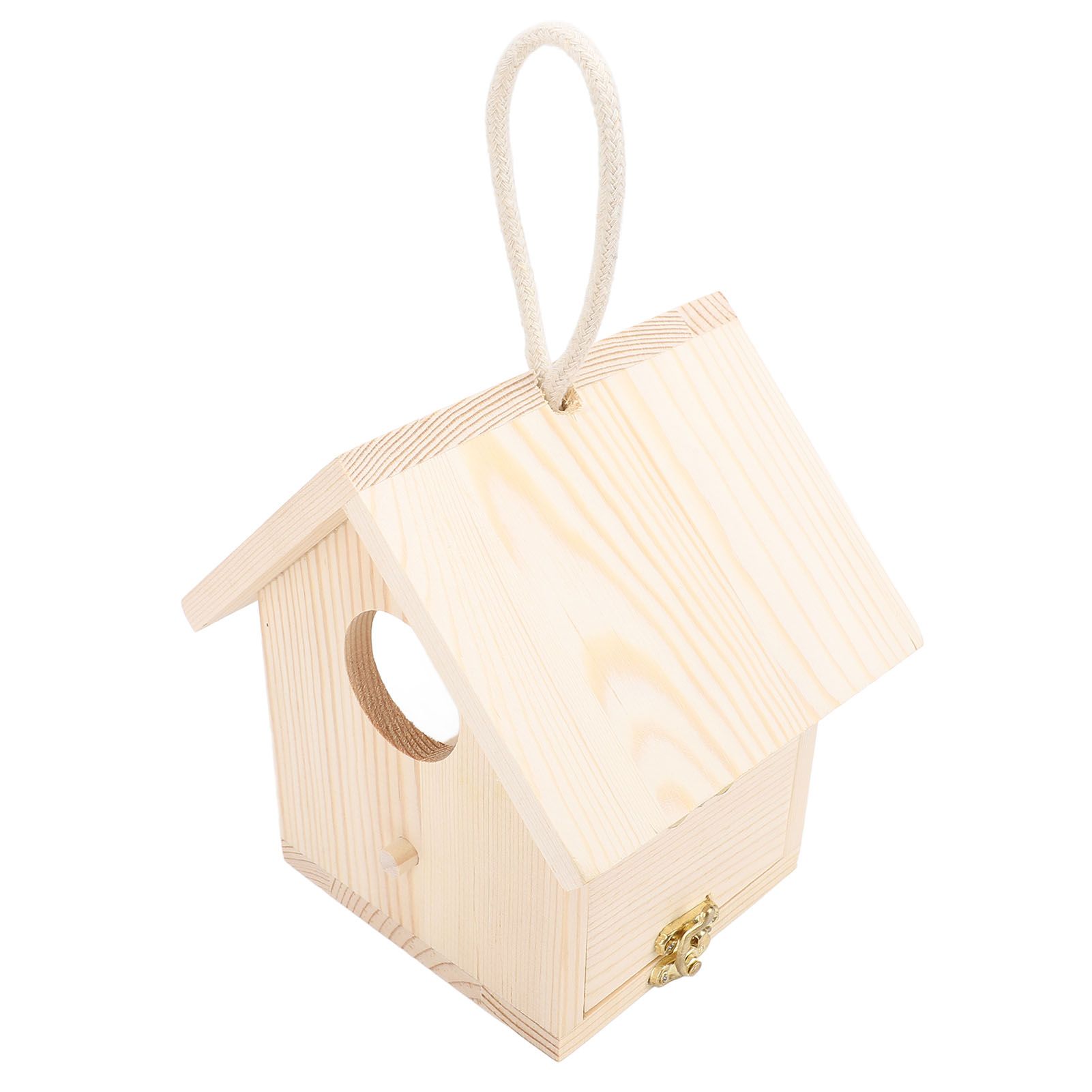 Outside Wooden Bird House with Transparent Acrylic Window Hanging Outdoor view 8