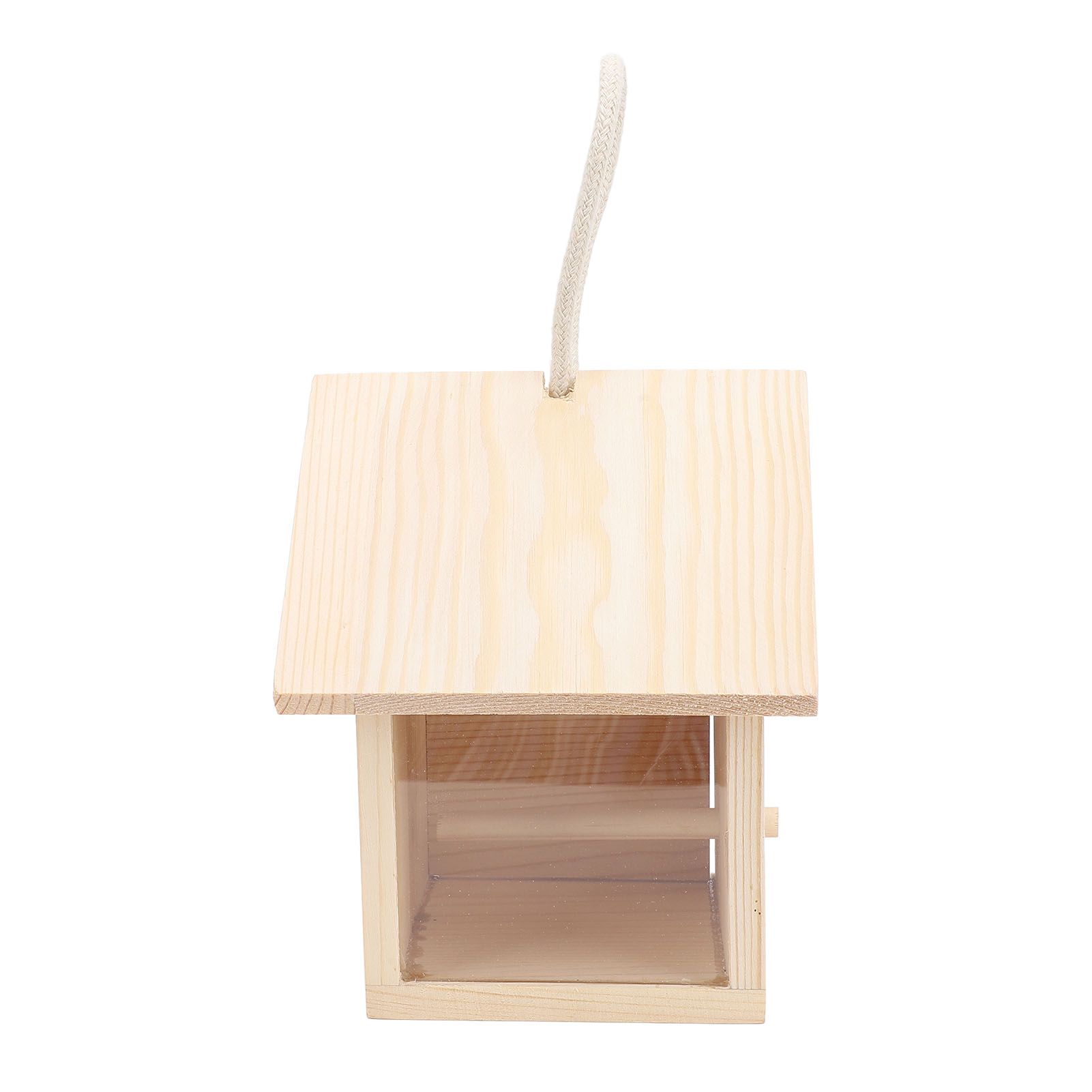 Outside Wooden Bird House with Transparent Acrylic Window Hanging Outdoor view 11