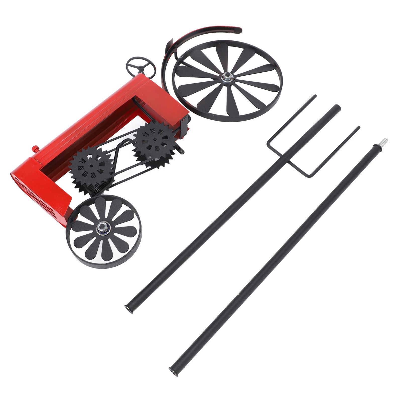 Tractor Wind Spinner Vintage Turning Wheels Metal Outdoor Stake Windmill view 3