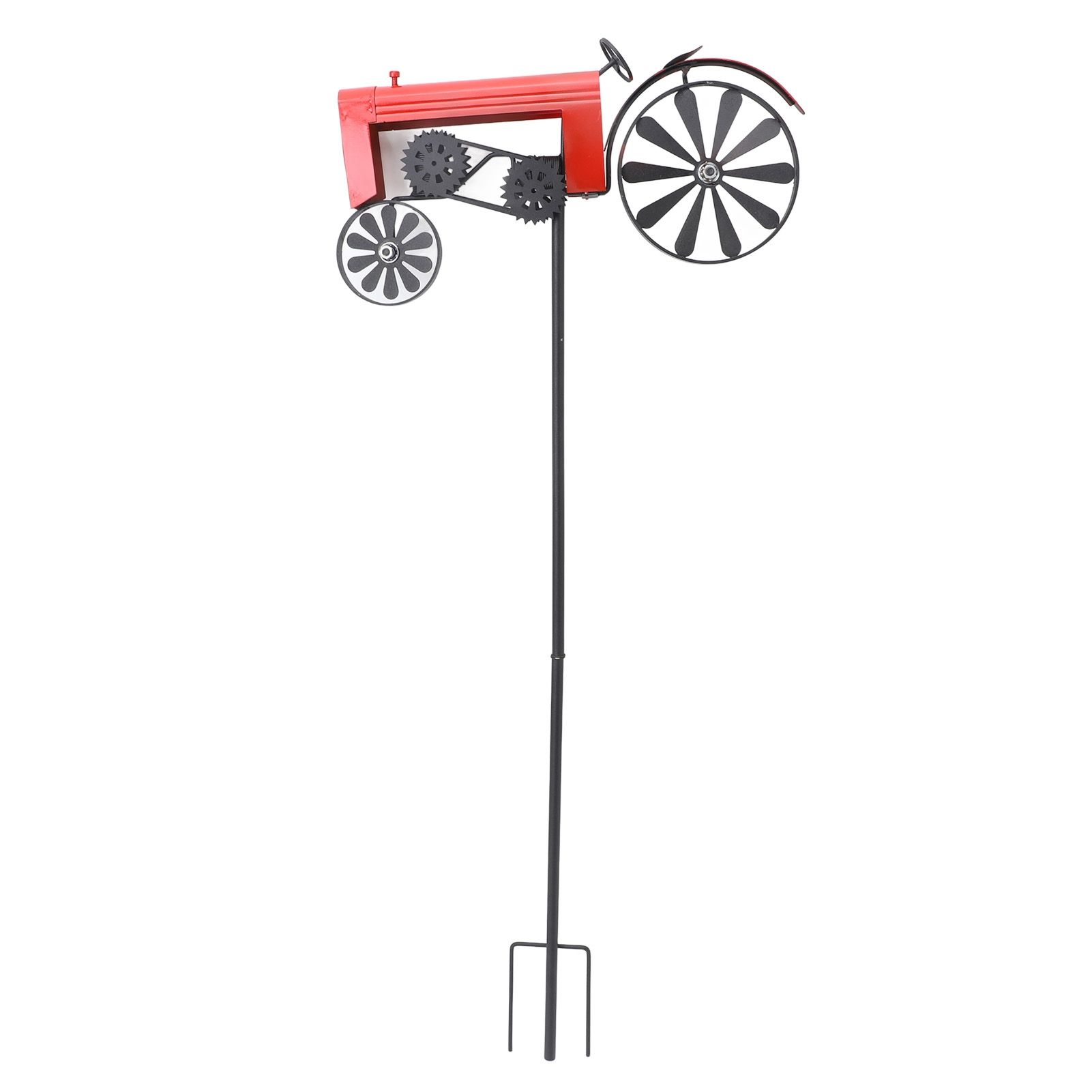 Tractor Wind Spinner Vintage Turning Wheels Metal Outdoor Stake Windmill view 4