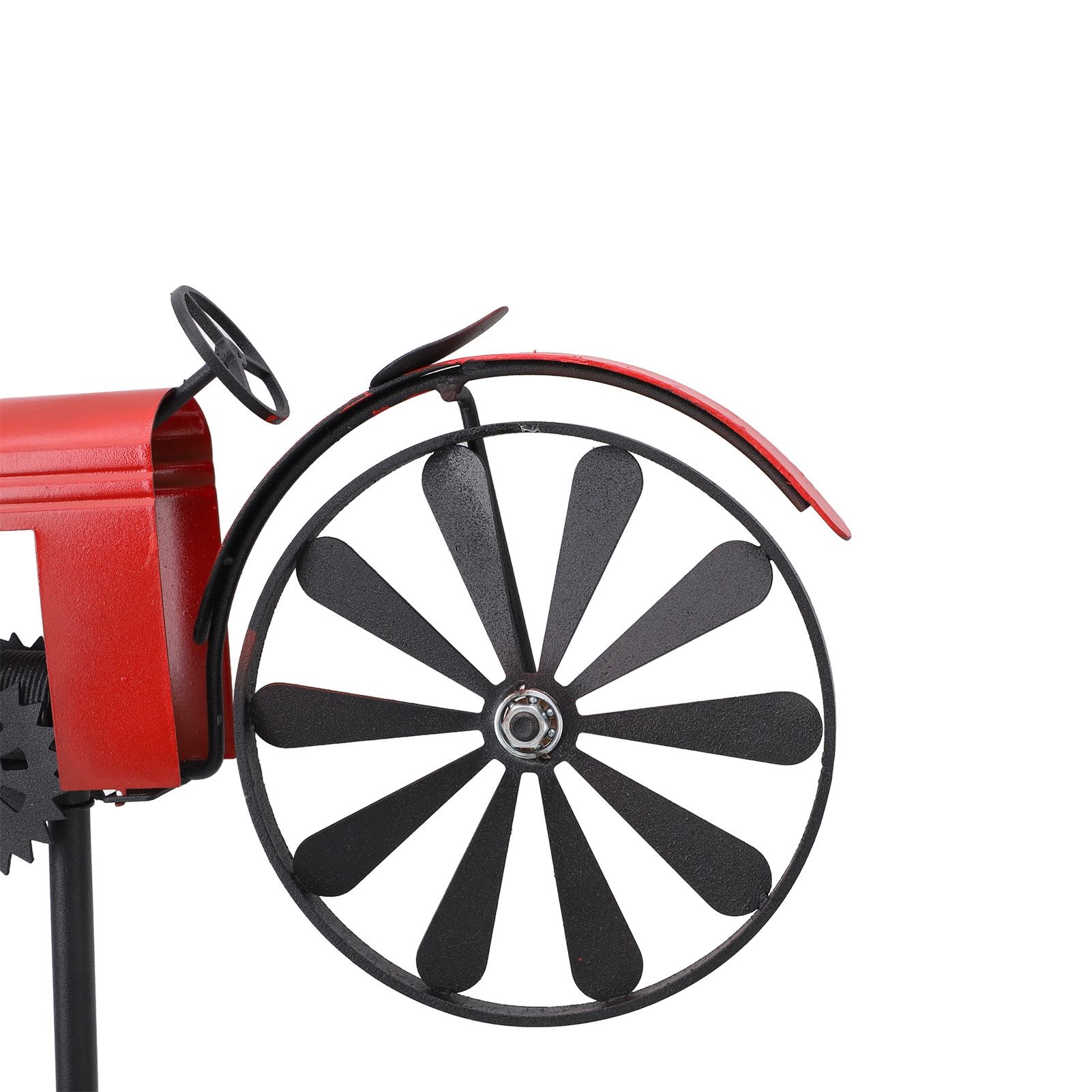 Tractor Wind Spinner Vintage Turning Wheels Metal Outdoor Stake Windmill view 5