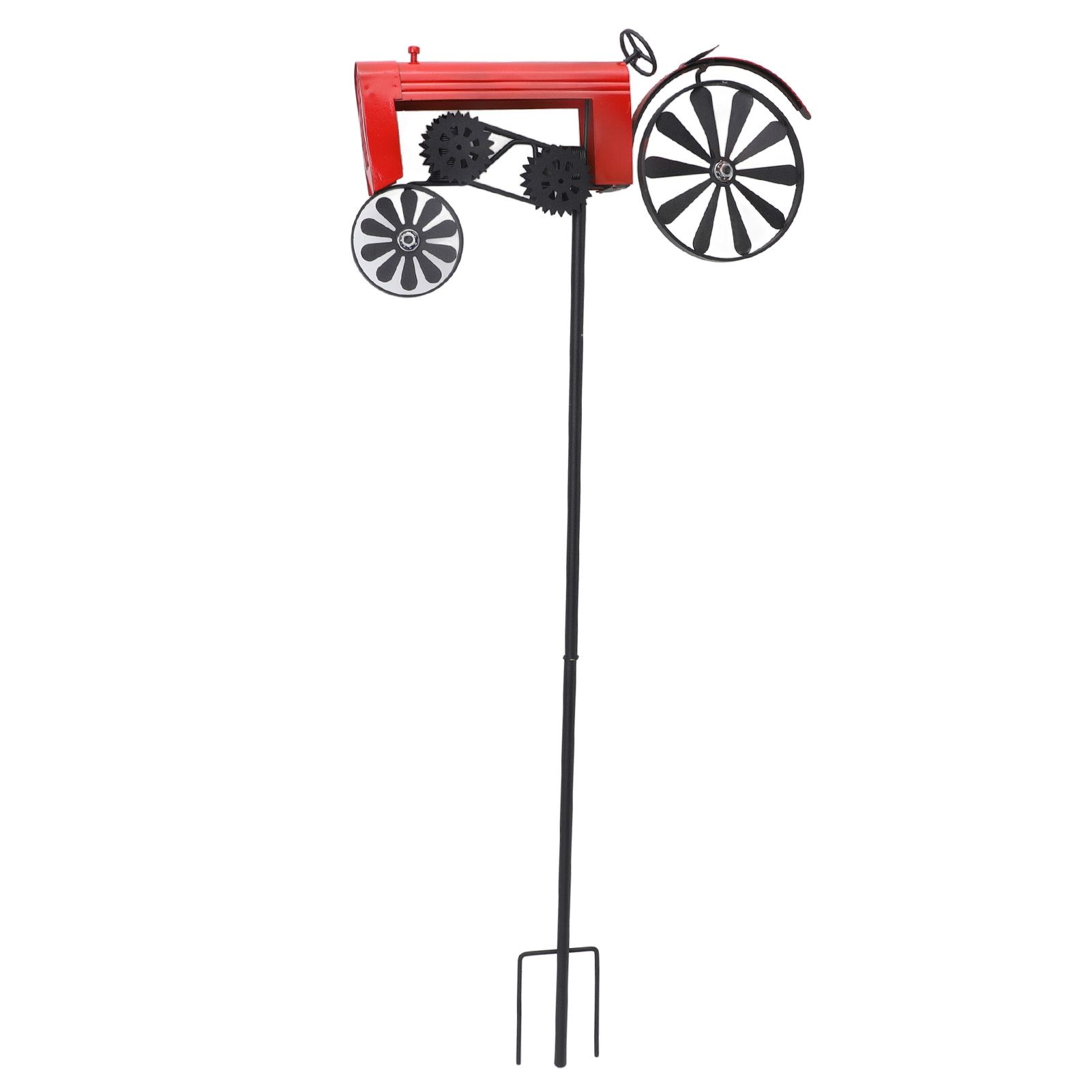 Tractor Wind Spinner Vintage Turning Wheels Metal Outdoor Stake Windmill view 6