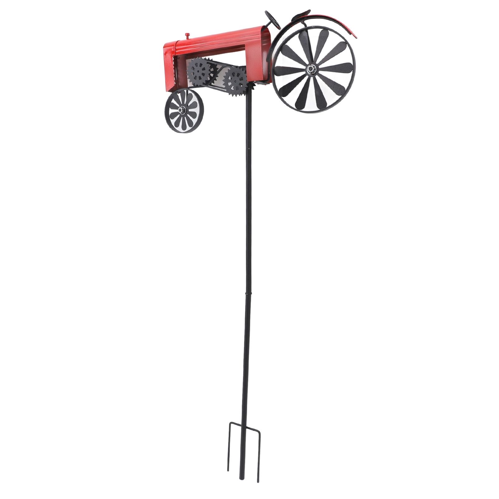 Tractor Wind Spinner Vintage Turning Wheels Metal Outdoor Stake Windmill view 8