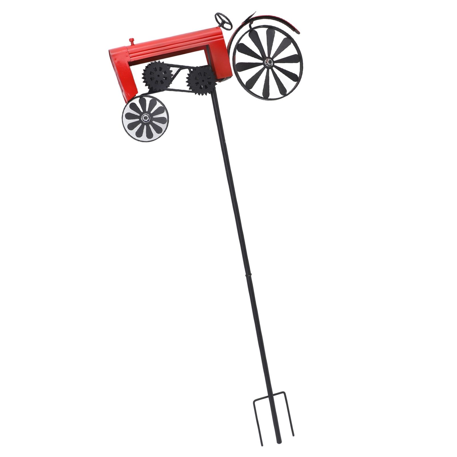 Tractor Wind Spinner Vintage Turning Wheels Metal Outdoor Stake Windmill view 10