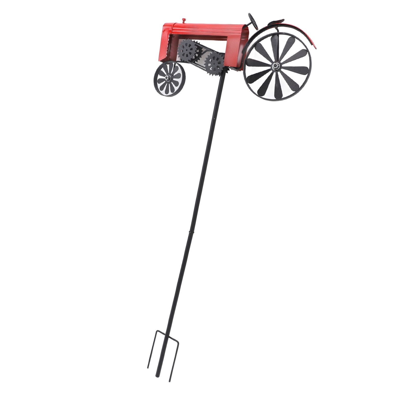 Tractor Wind Spinner Vintage Turning Wheels Metal Outdoor Stake Windmill view 11