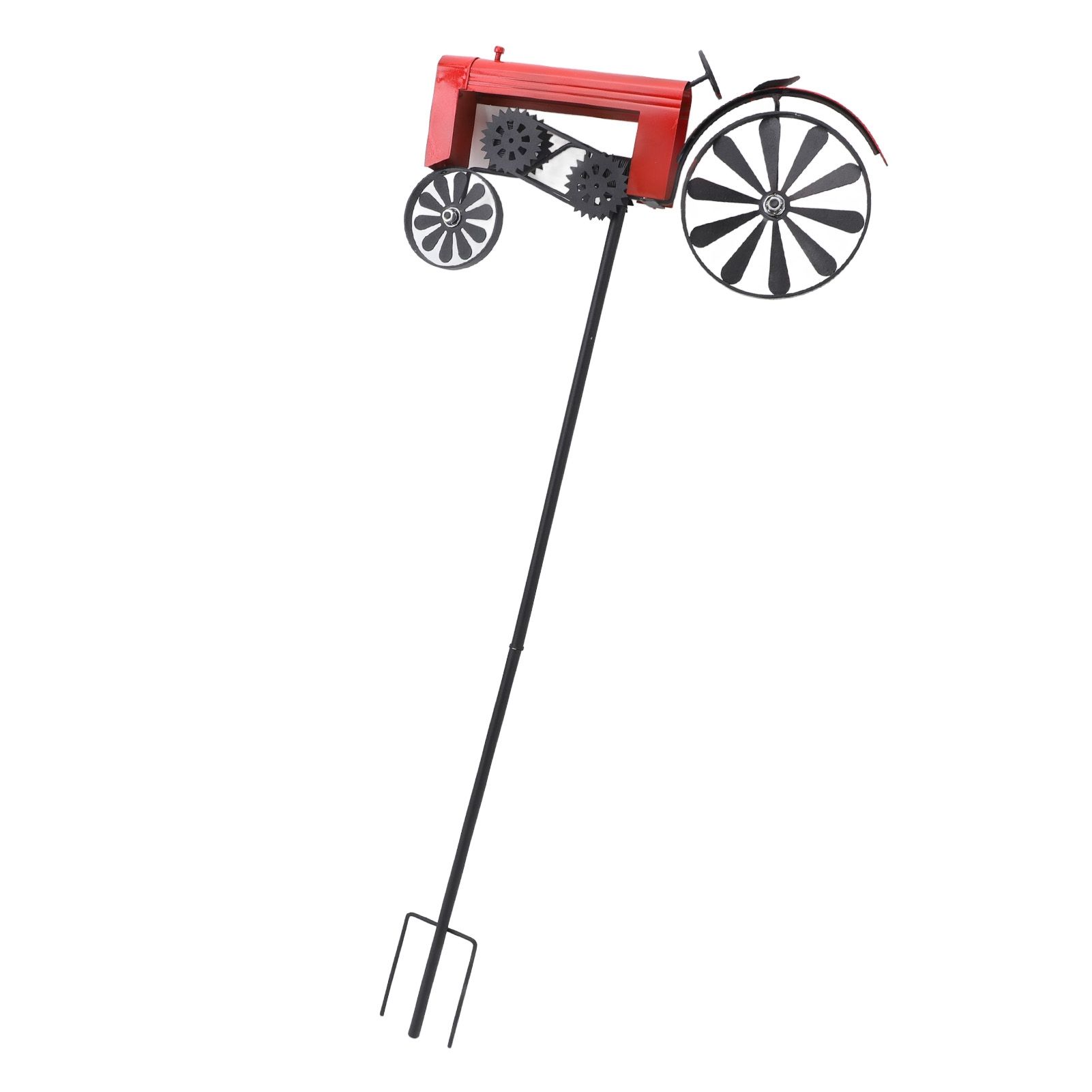 Tractor Wind Spinner Vintage Turning Wheels Metal Outdoor Stake Windmill view 12