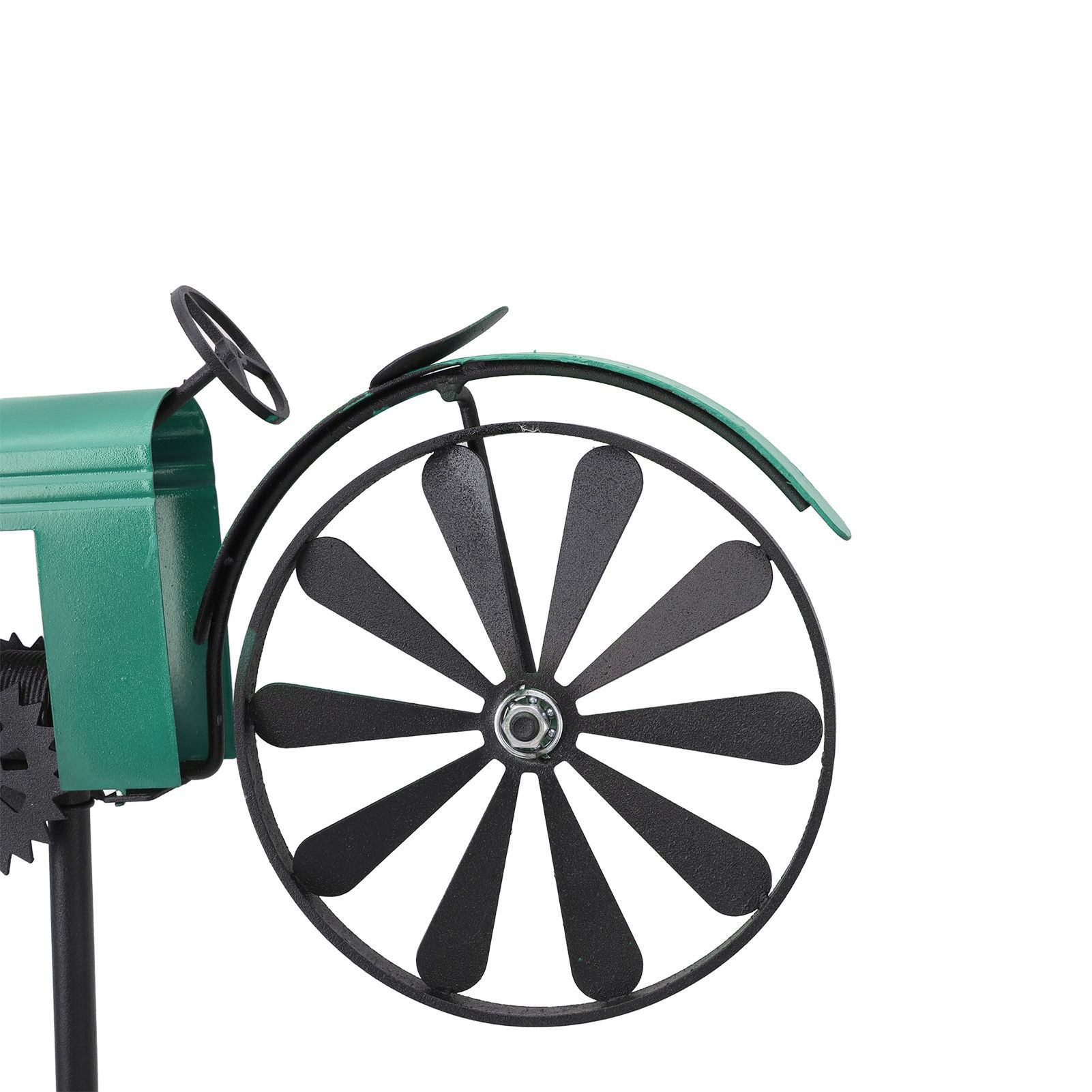 Tractor Wind Spinner Vintage Turning Wheels Metal Outdoor Stake Windmill view 5