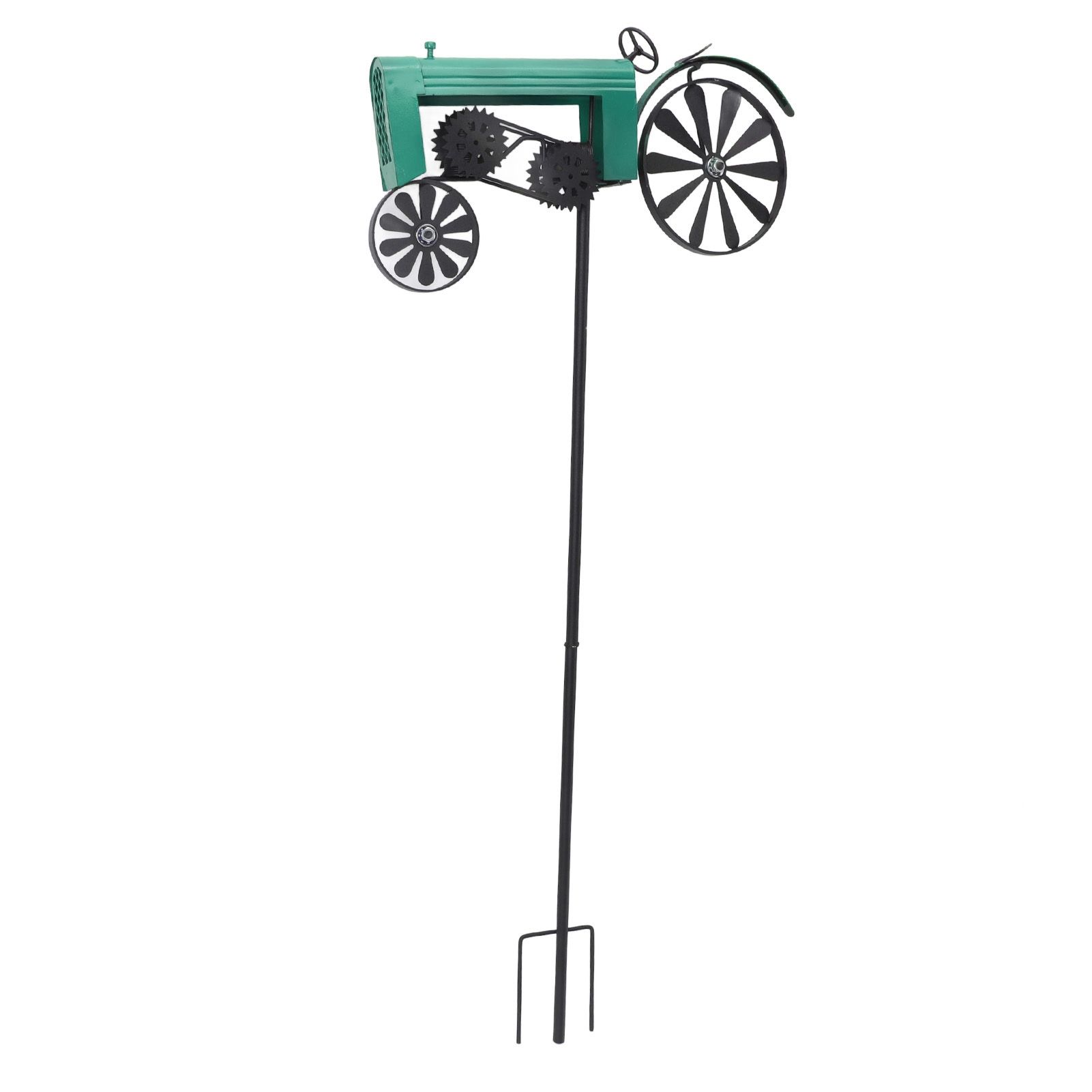 Tractor Wind Spinner Vintage Turning Wheels Metal Outdoor Stake Windmill view 6