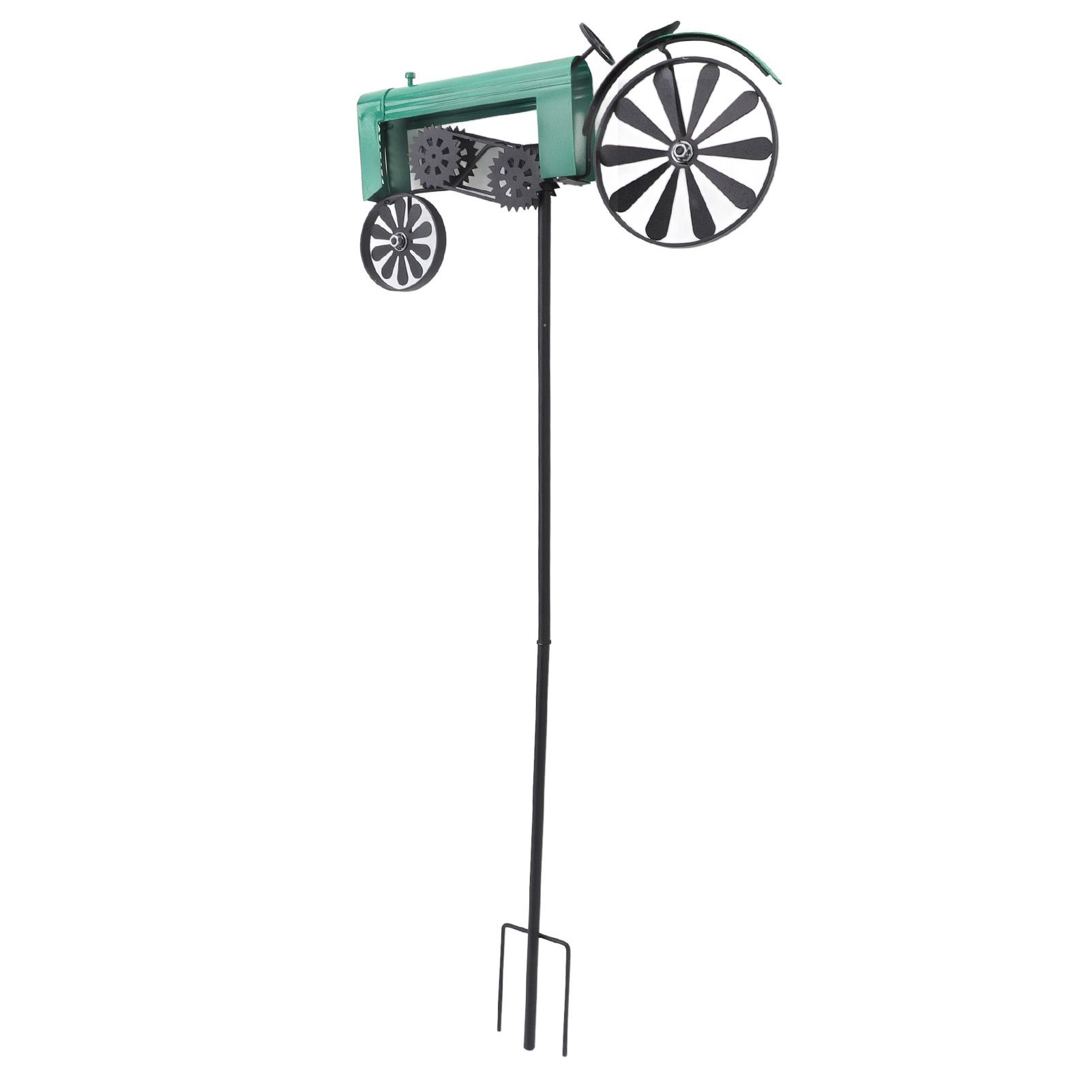 Tractor Wind Spinner Vintage Turning Wheels Metal Outdoor Stake Windmill view 8