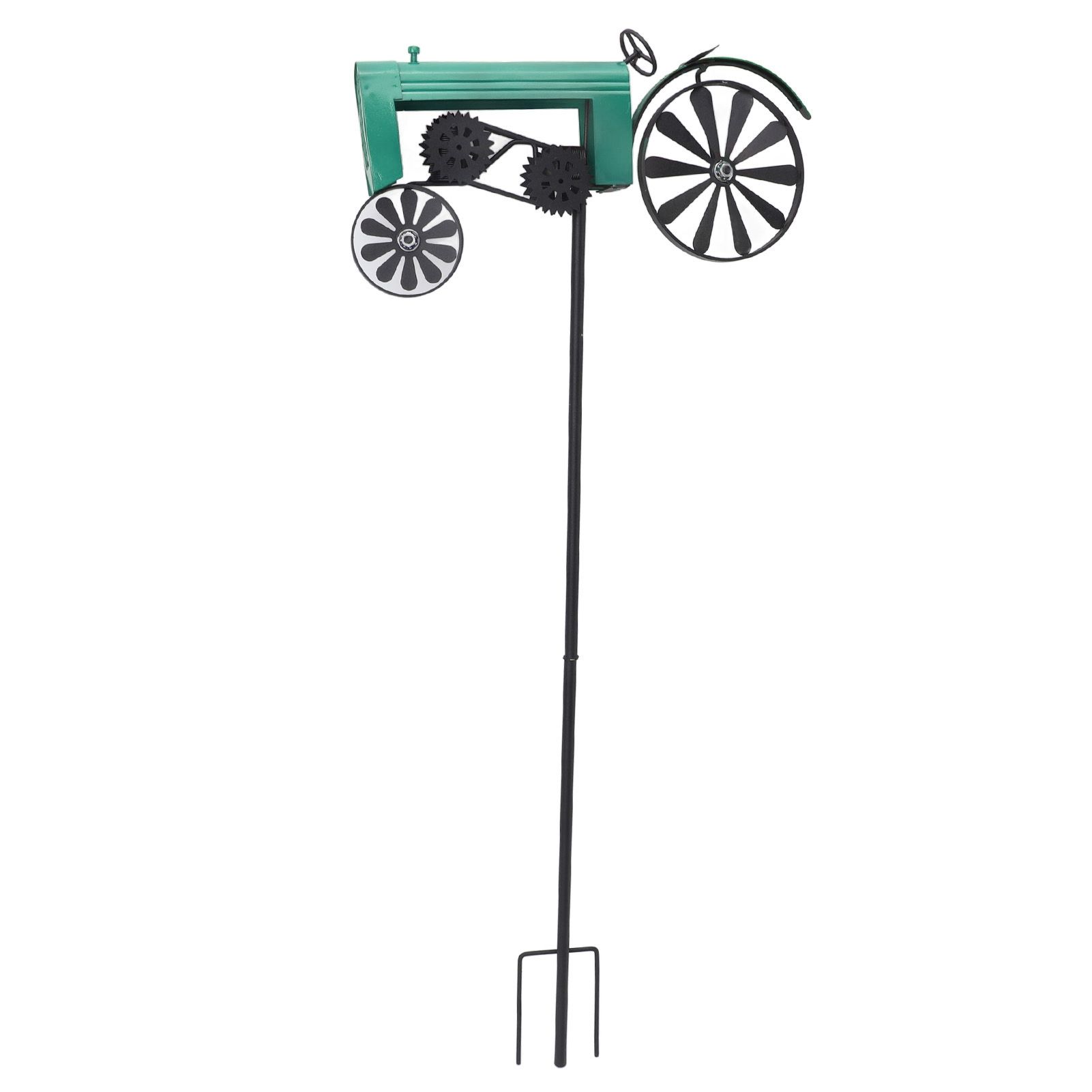 Tractor Wind Spinner Vintage Turning Wheels Metal Outdoor Stake Windmill view 9