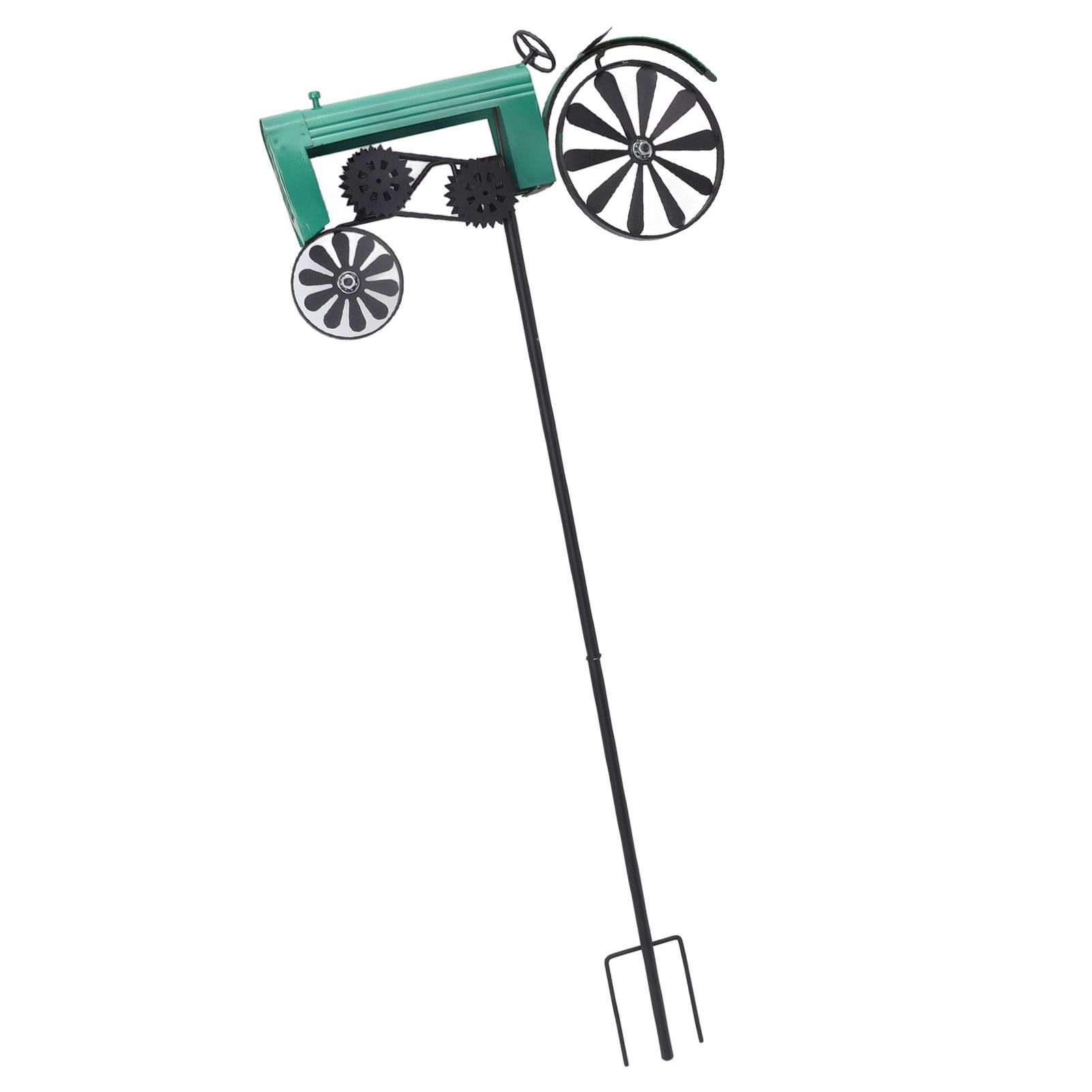 Tractor Wind Spinner Vintage Turning Wheels Metal Outdoor Stake Windmill view 10
