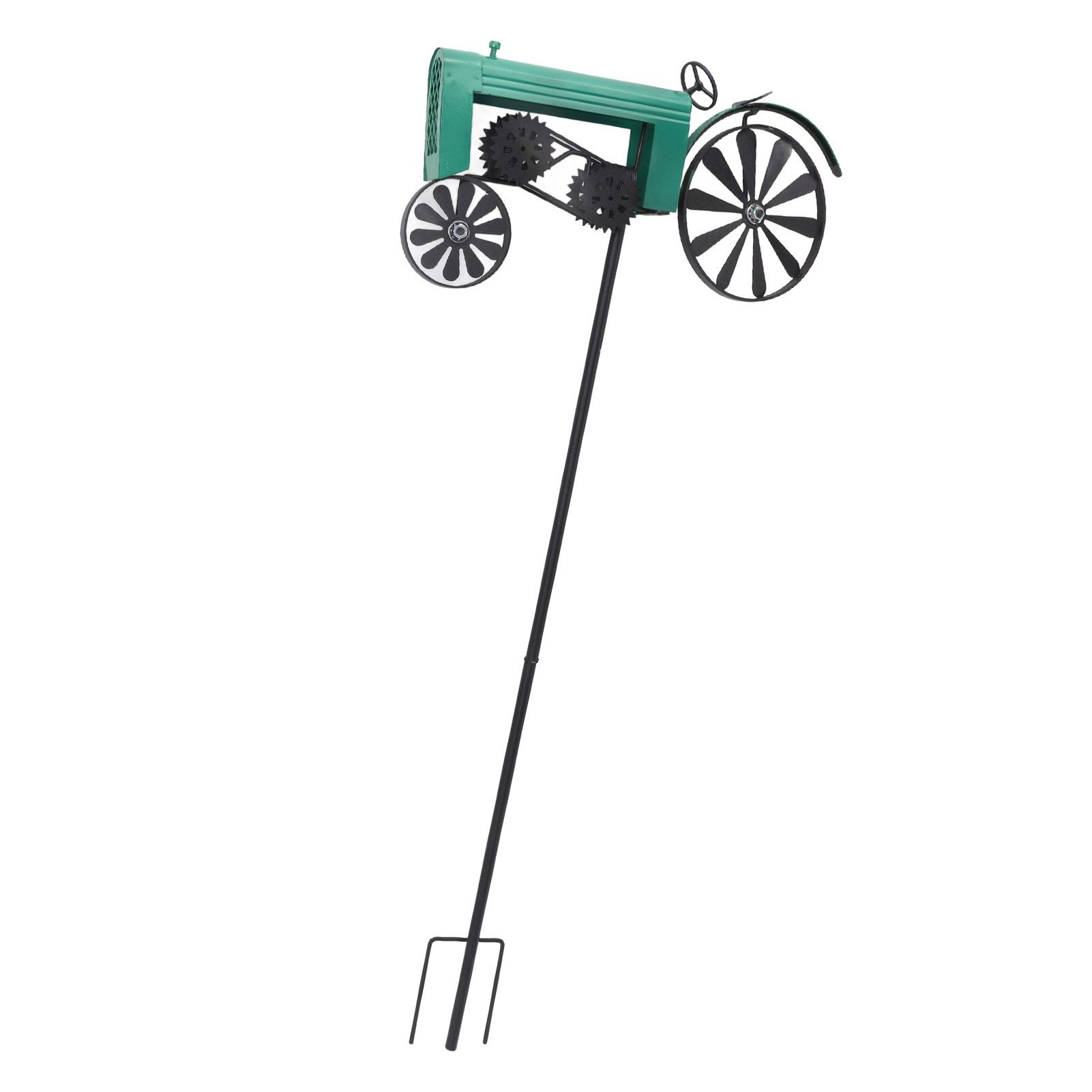 Tractor Wind Spinner Vintage Turning Wheels Metal Outdoor Stake Windmill view 11