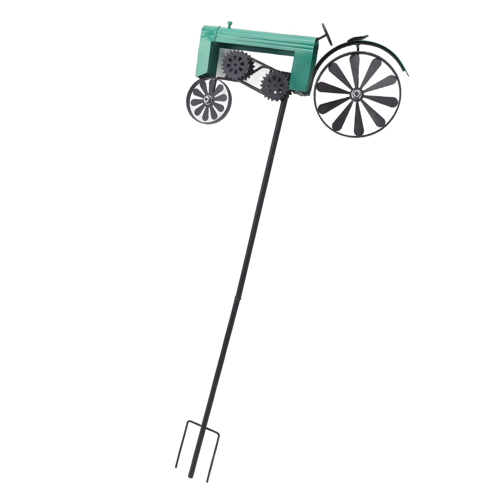 Tractor Wind Spinner Vintage Turning Wheels Metal Outdoor Stake Windmill view 12