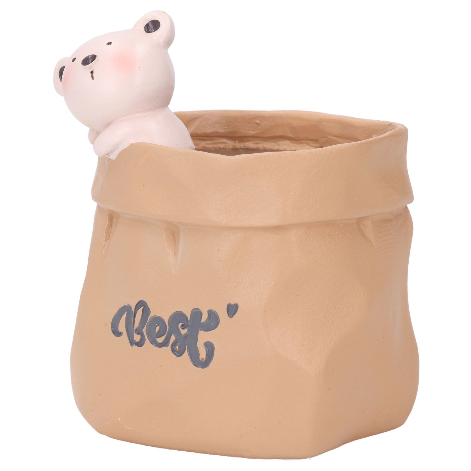 Pen Pencil Holder Desktop Ornament Resin Cute Animal in Grocery Bag Small