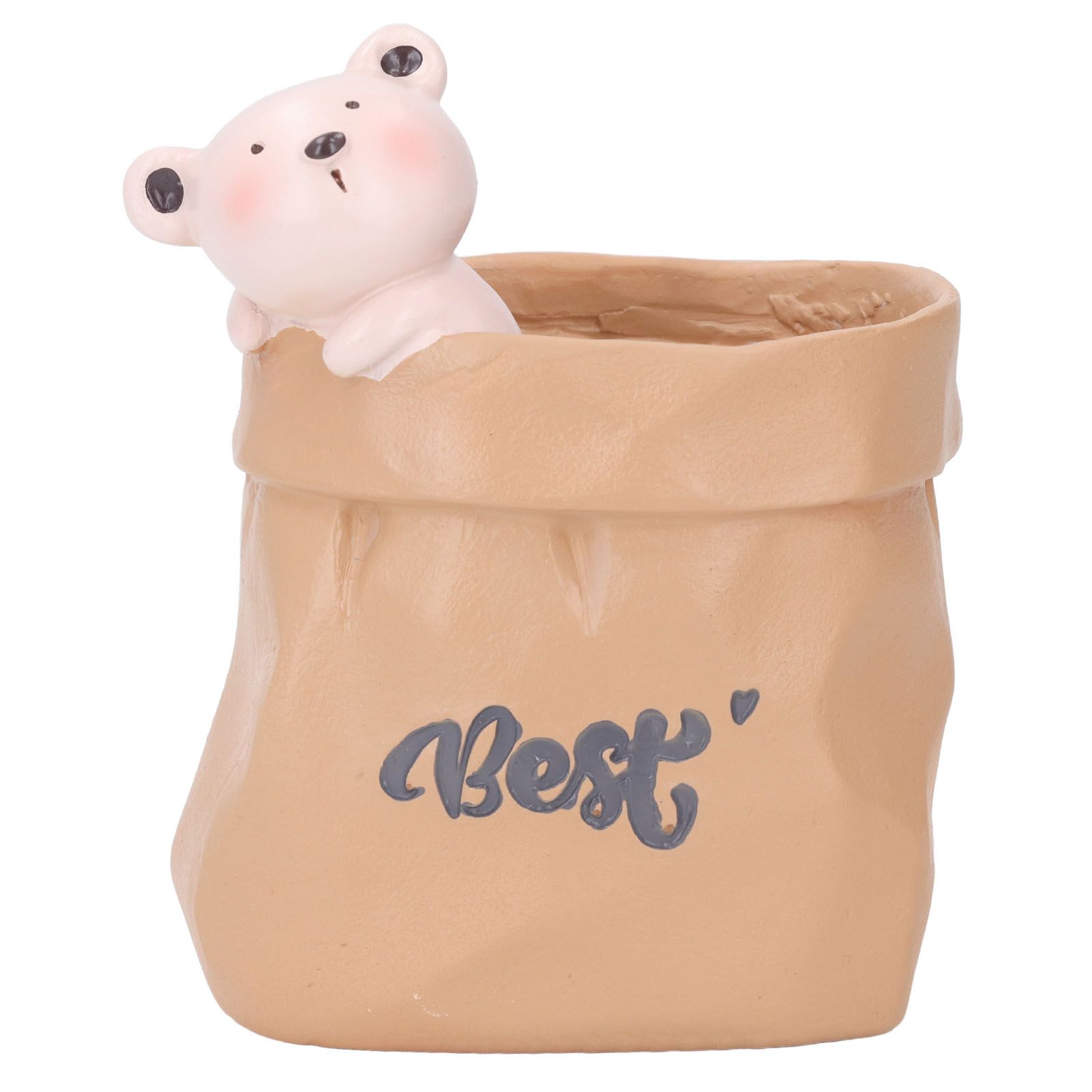 Pen Pencil Holder Desktop Ornament Resin Cute Animal in Grocery Bag Small view 3