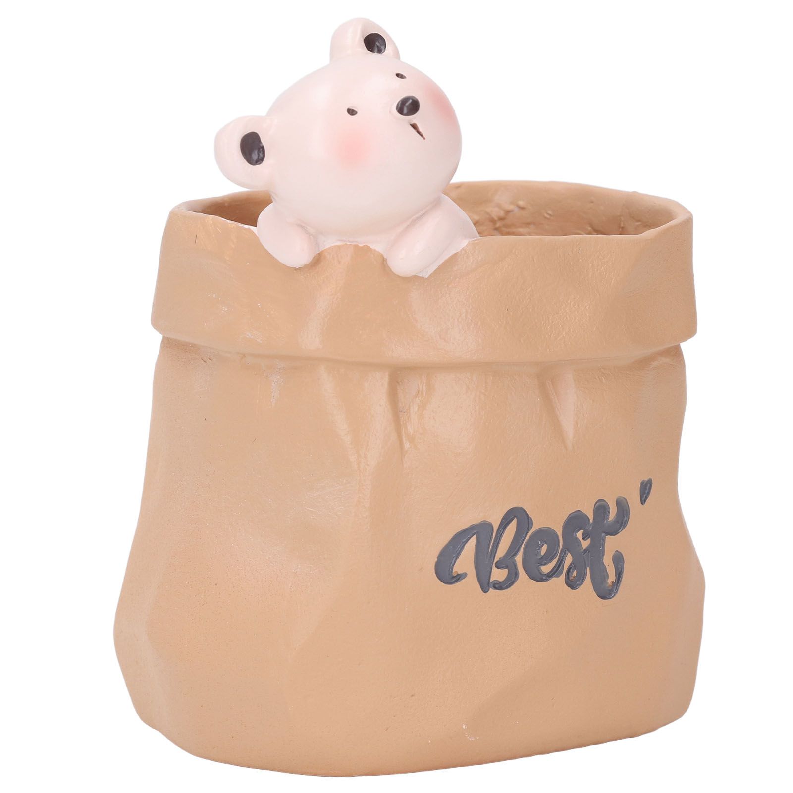 Pen Pencil Holder Desktop Ornament Resin Cute Animal in Grocery Bag Small view 4