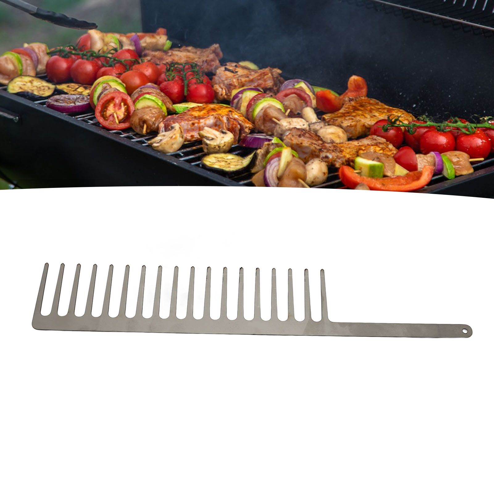 Metal BBQ Skewers Comb Shaped Easy to Clean Chicken Wings Kabob Skewers for view 12