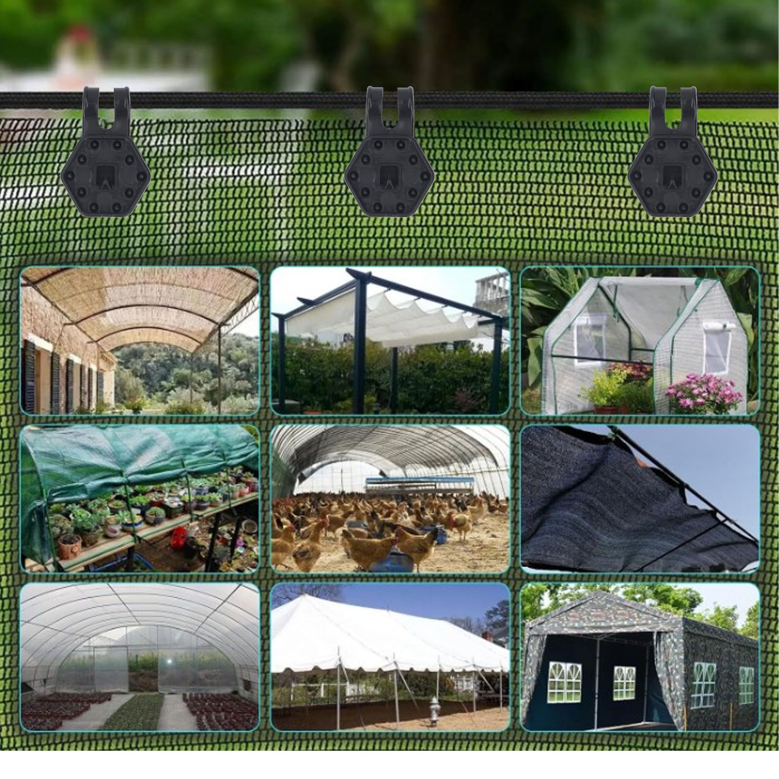 100PCS Shade Cloth Plastic Clips Heavy Duty Lock Grip Hexagonal Sunshade Net view 12