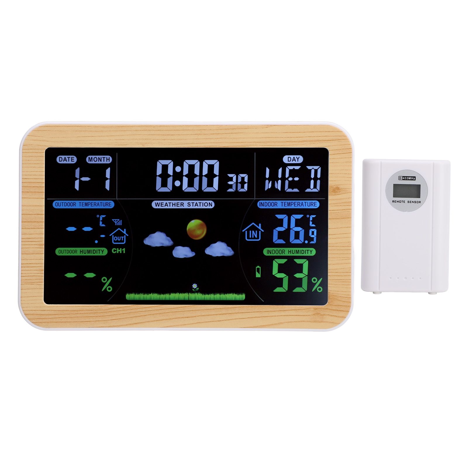 LCD Weather Clock Indoor Outdoor Temperature Humidity Monitor 24 Hour Weather view 8