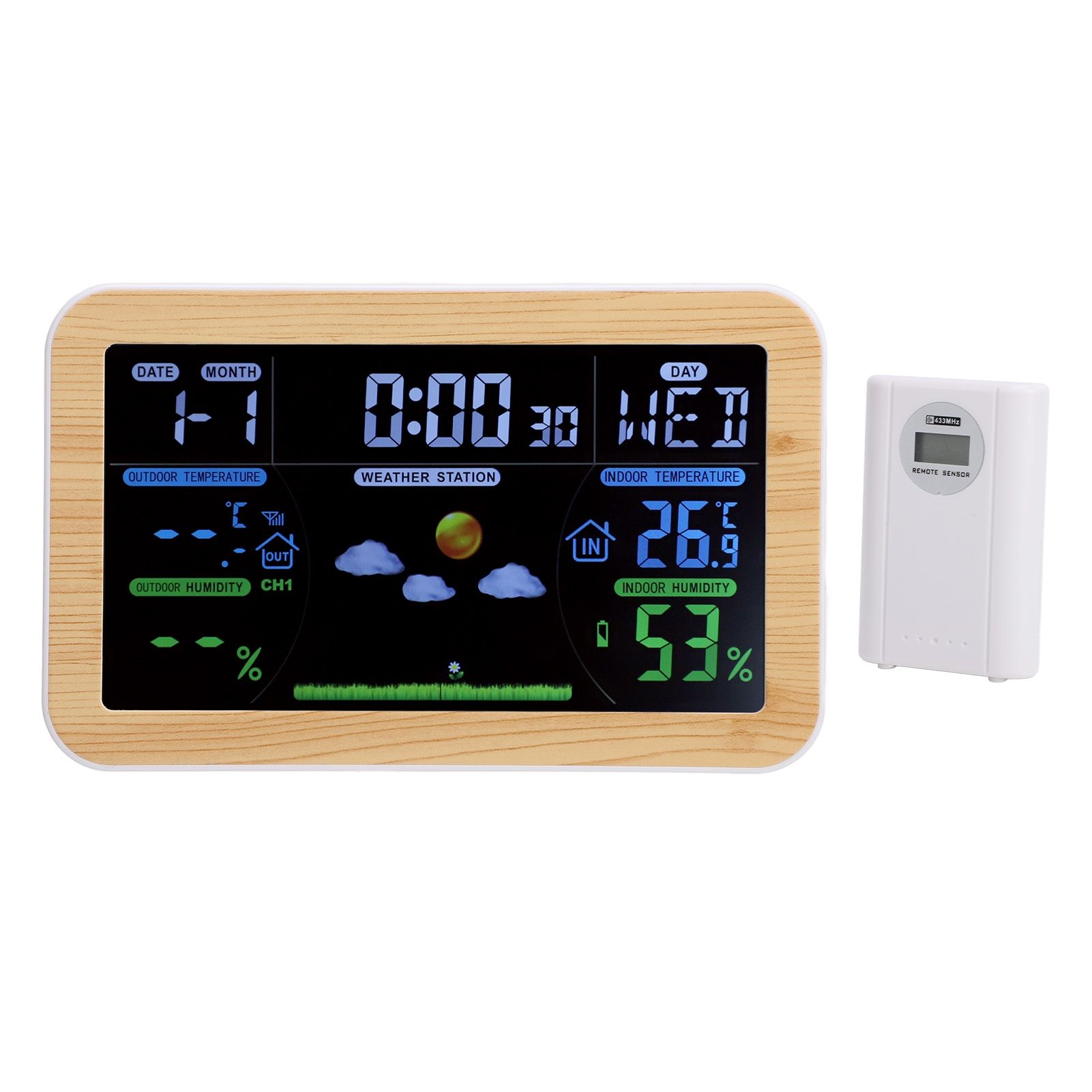LCD Weather Clock Indoor Outdoor Temperature Humidity Monitor 24 Hour Weather view 10