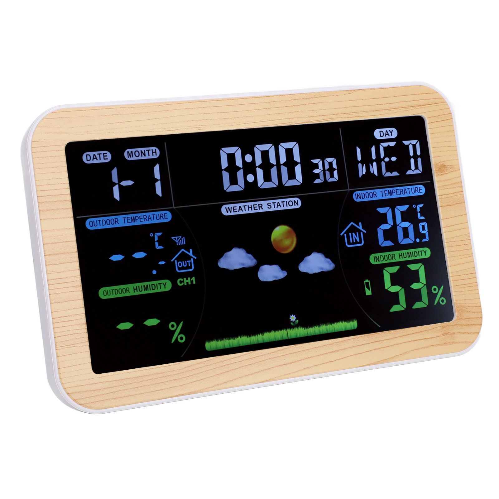 LCD Weather Clock Indoor Outdoor Temperature Humidity Monitor 24 Hour Weather view 11