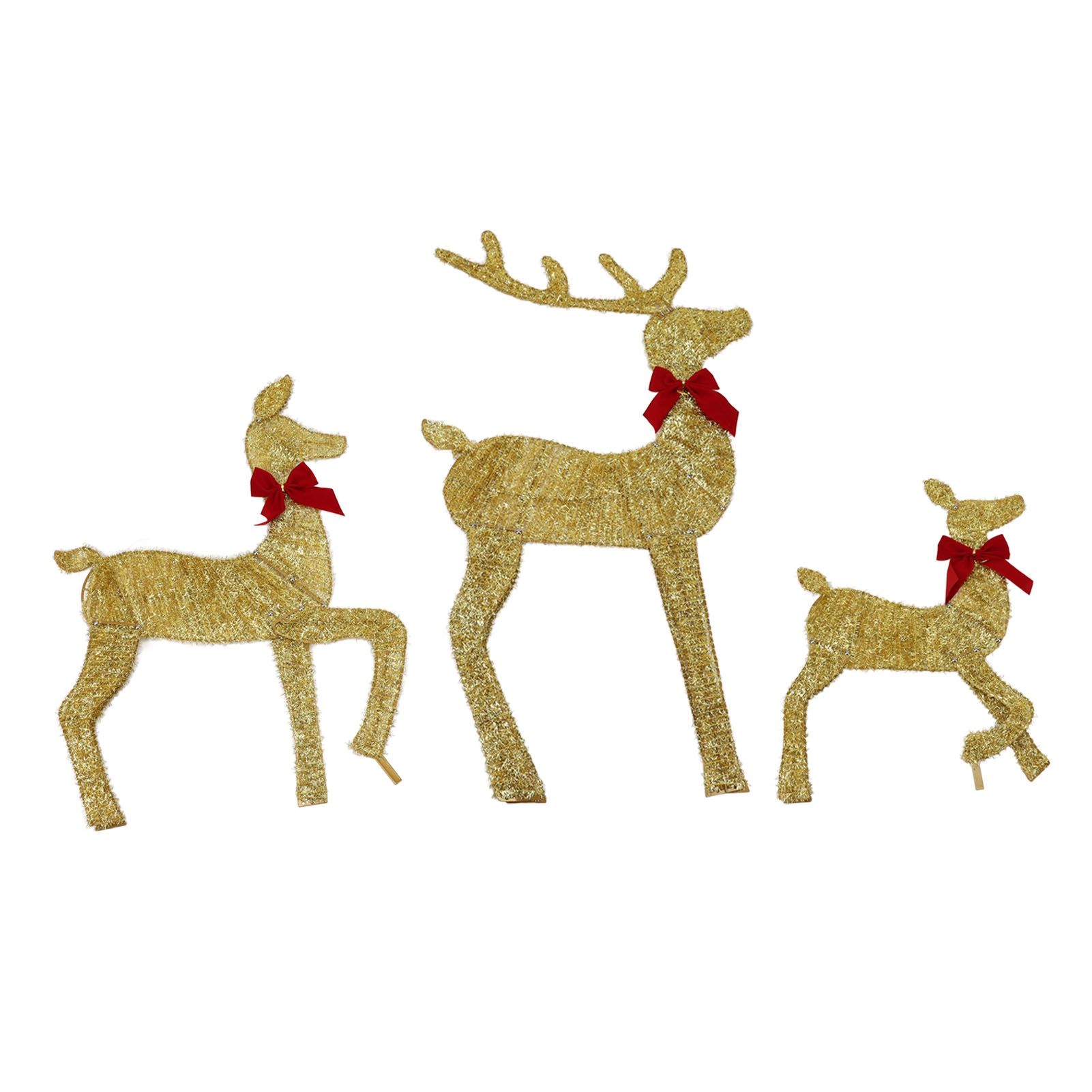 Deer Holiday Decoration Gold LED Easy Assembly 3 Piece Reindeer Family Decor view 3