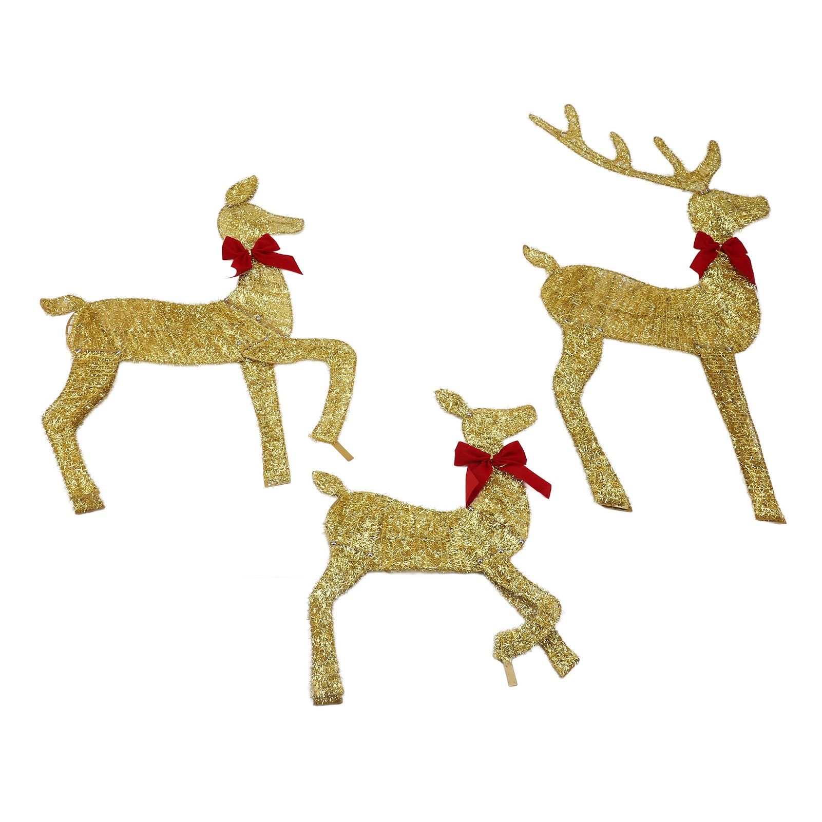 Deer Holiday Decoration Gold LED Easy Assembly 3 Piece Reindeer Family Decor view 4