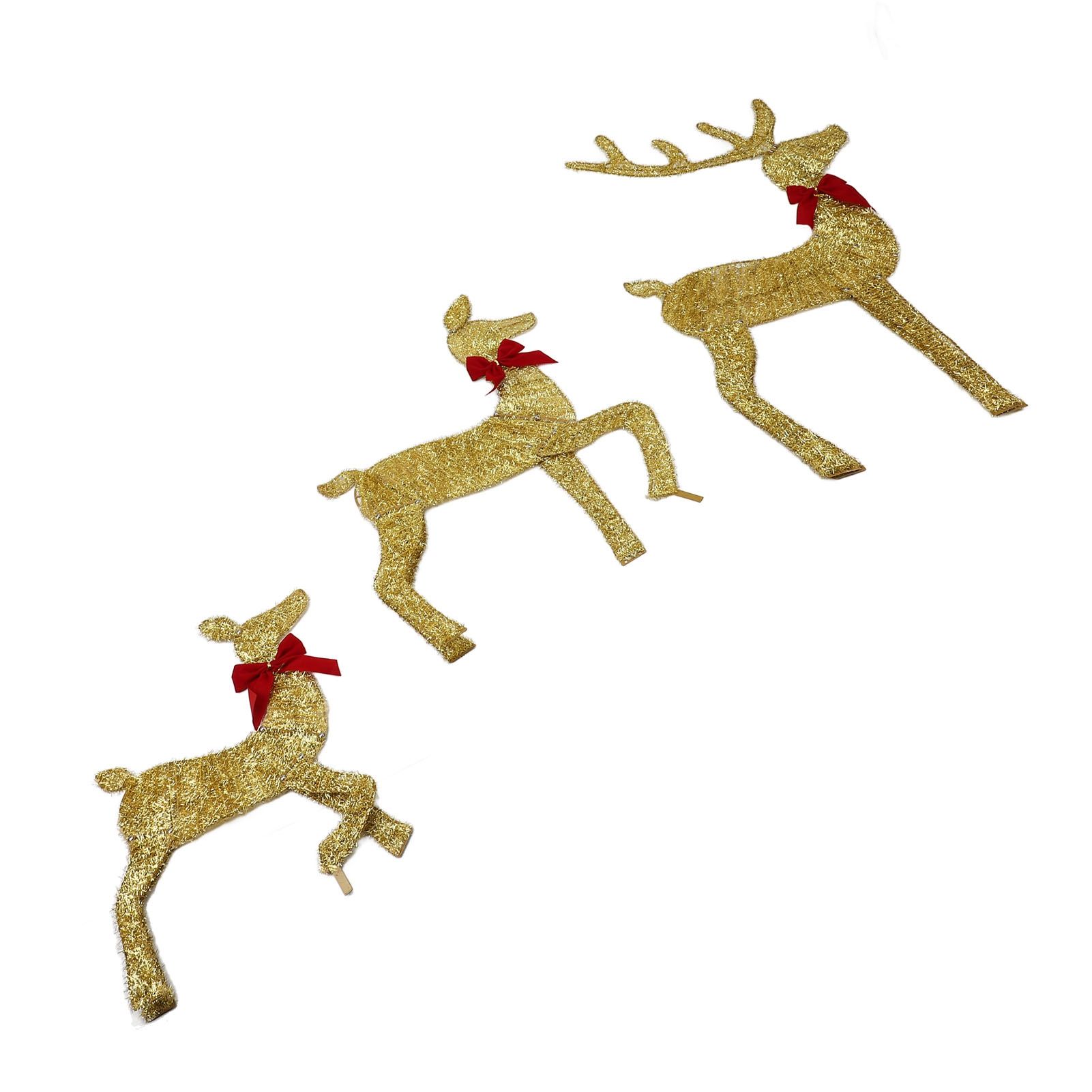 Deer Holiday Decoration Gold LED Easy Assembly 3 Piece Reindeer Family Decor view 6