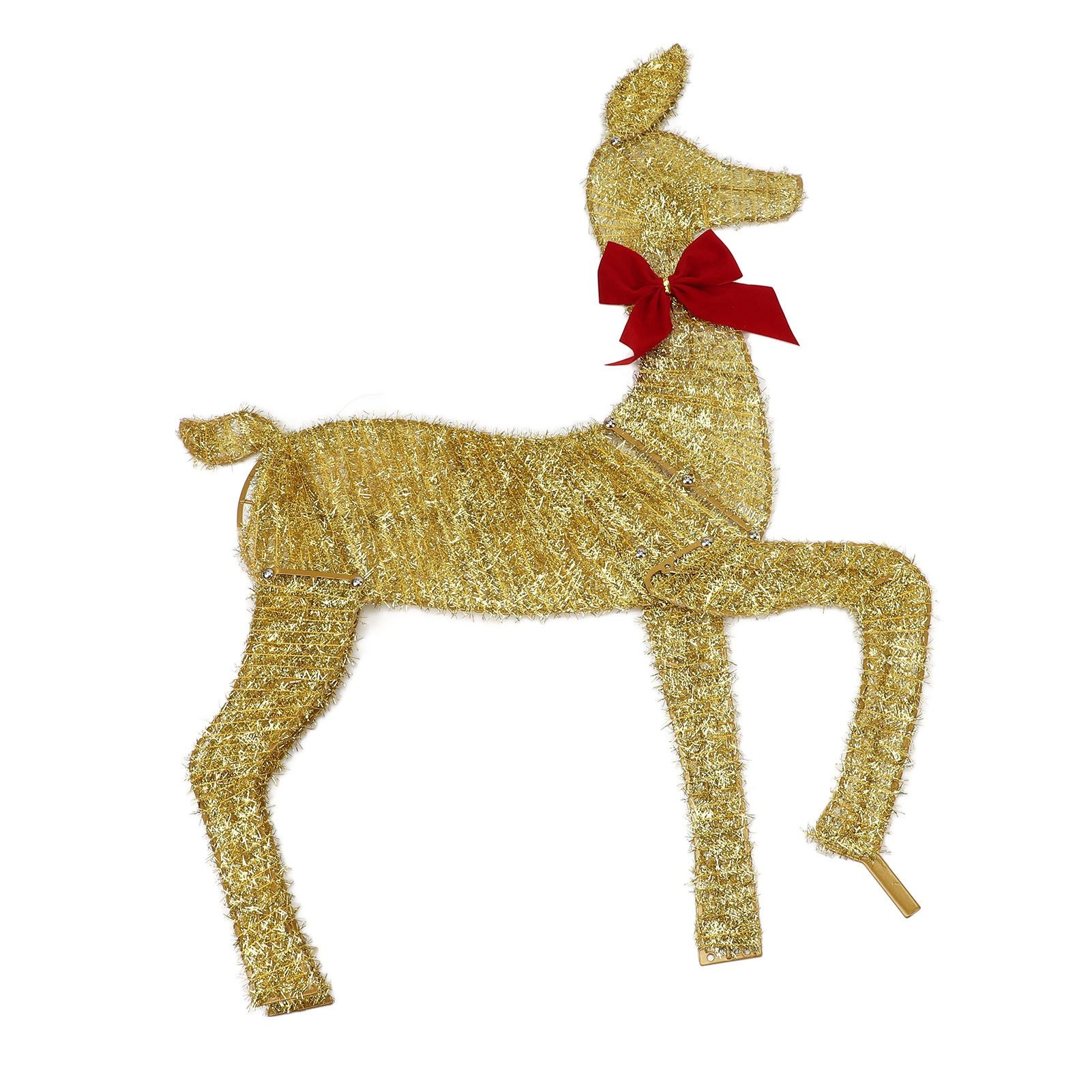 Deer Holiday Decoration Gold LED Easy Assembly 3 Piece Reindeer Family Decor view 7