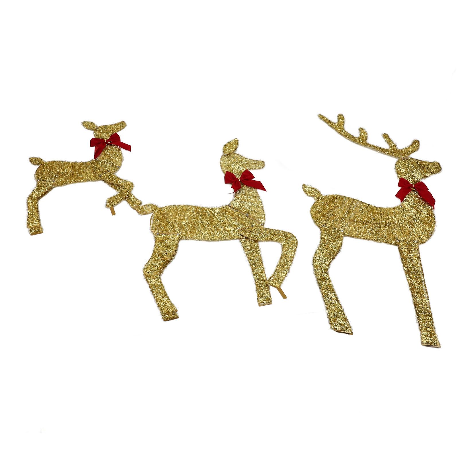 Deer Holiday Decoration Gold LED Easy Assembly 3 Piece Reindeer Family Decor view 8