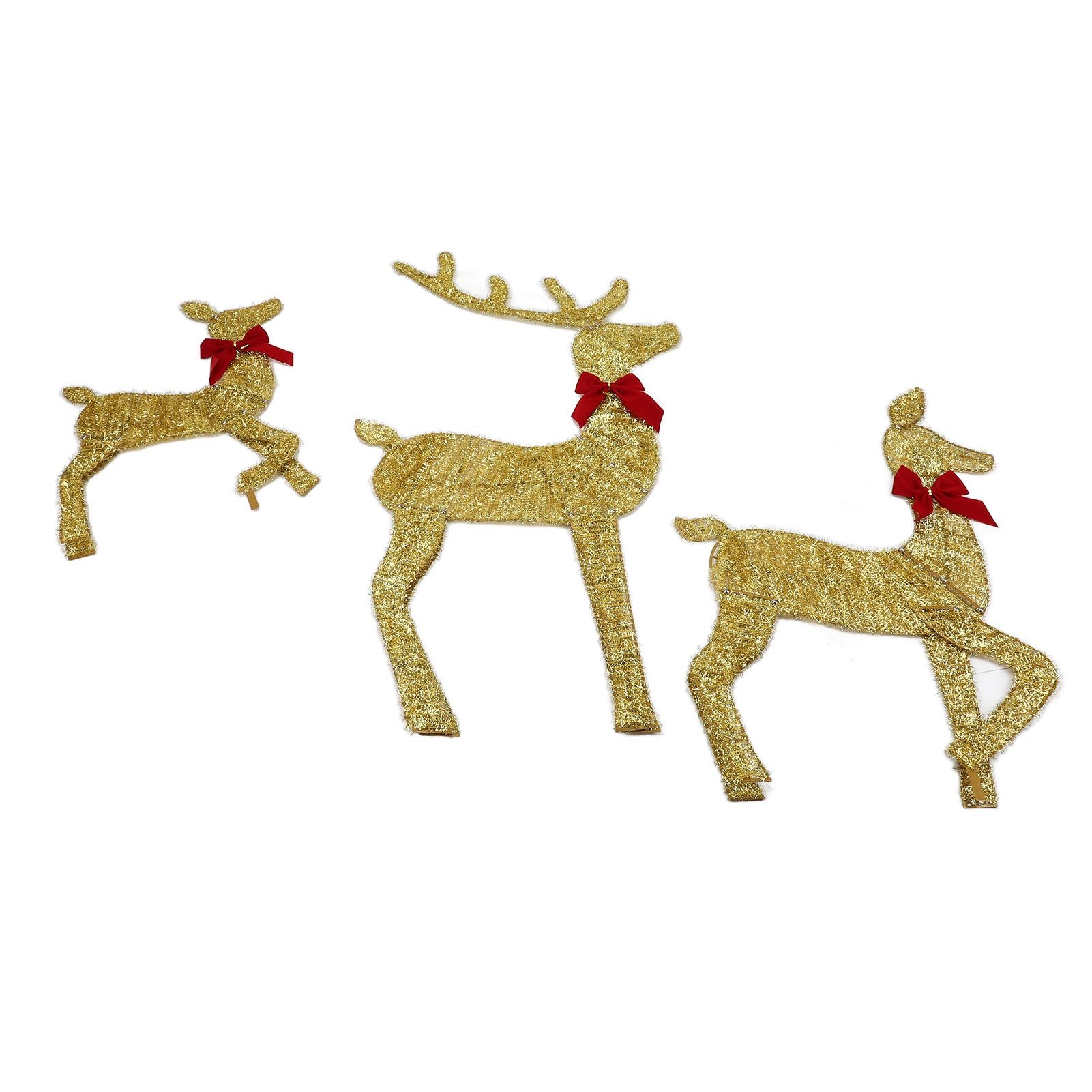 Deer Holiday Decoration Gold LED Easy Assembly 3 Piece Reindeer Family Decor view 9
