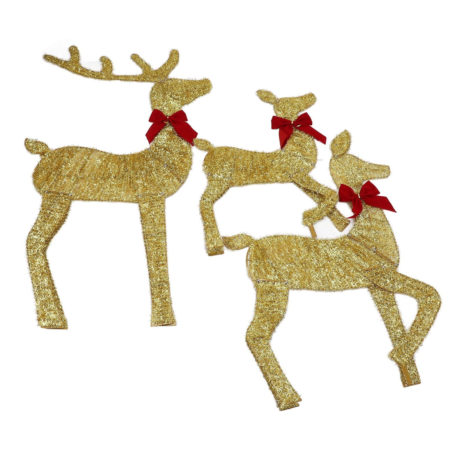 Deer Holiday Decoration Gold LED Easy Assembly 3 Piece Reindeer Family Decor view 10