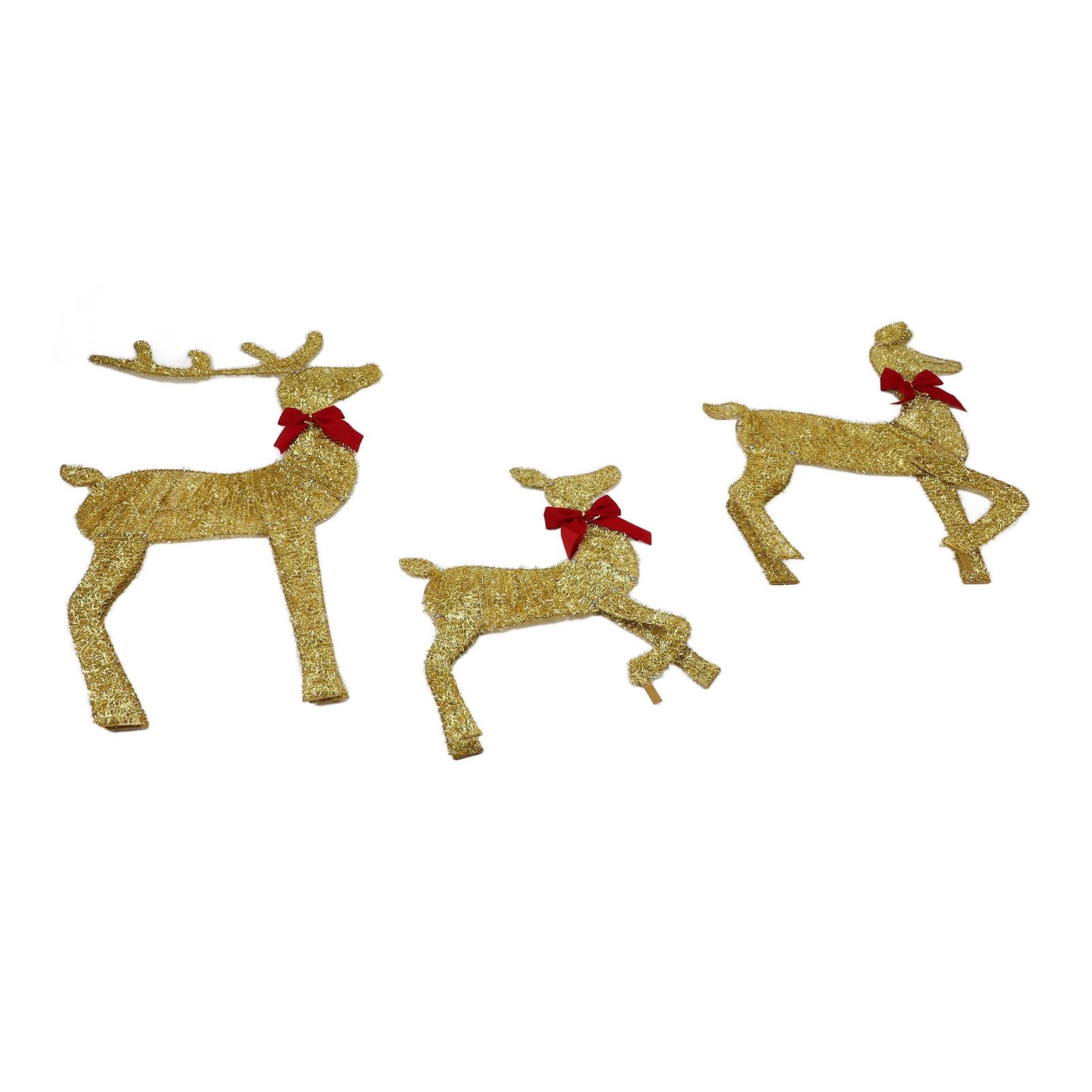 Deer Holiday Decoration Gold LED Easy Assembly 3 Piece Reindeer Family Decor view 11
