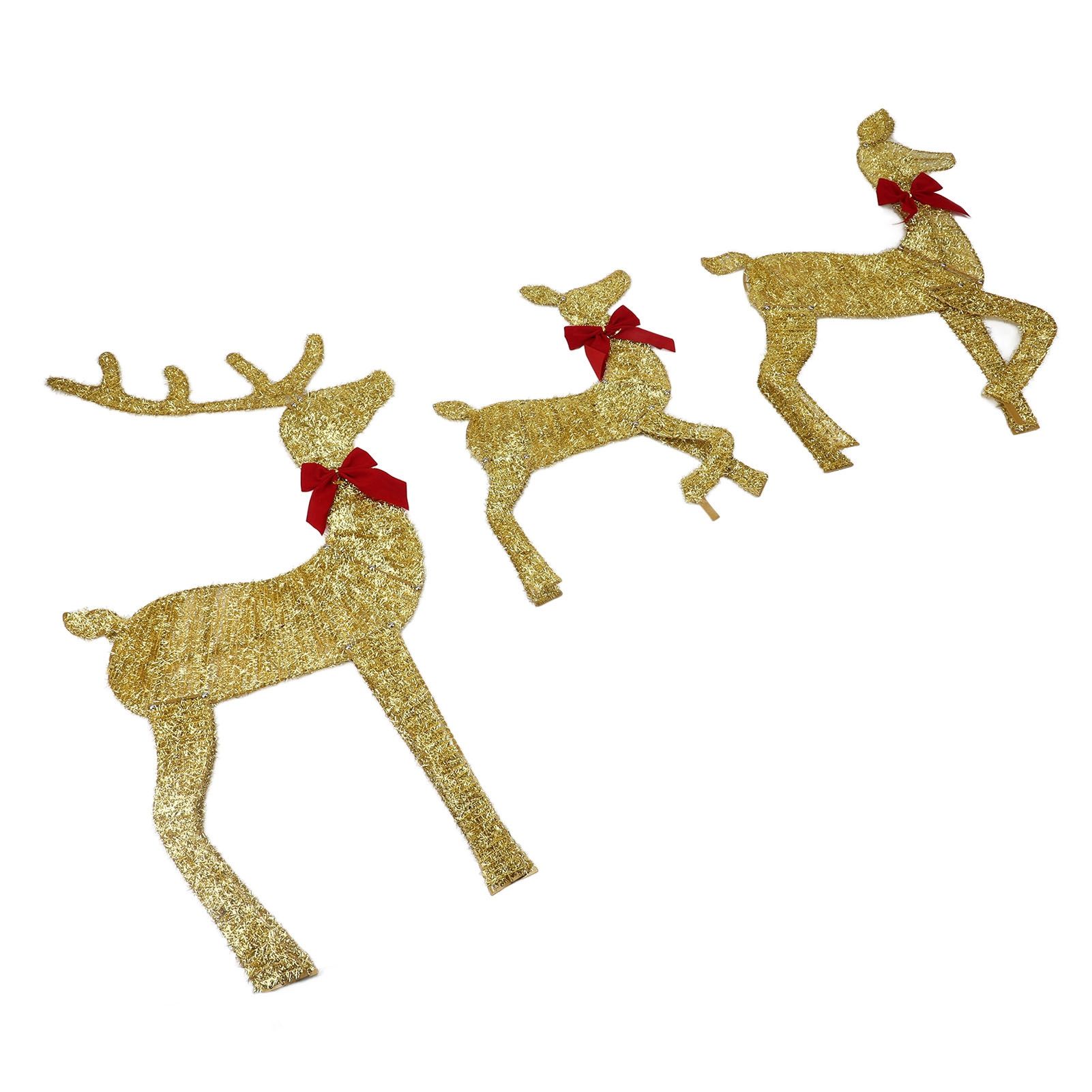 Deer Holiday Decoration Gold LED Easy Assembly 3 Piece Reindeer Family Decor view 12
