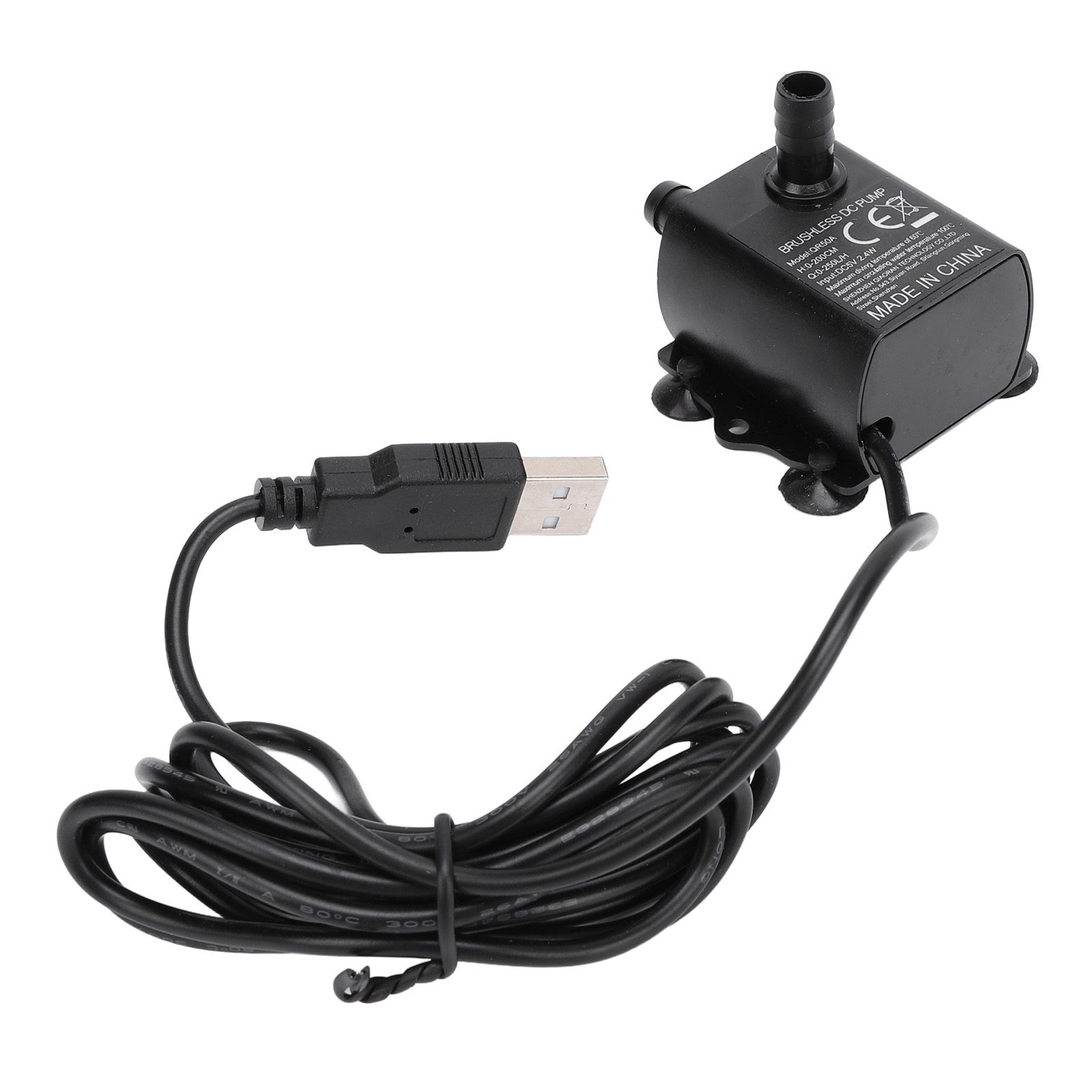 Small Submersible Water Pump 0‑200cm Lift 0‑250LPH IP68 Rating DC5V 2.4W USB