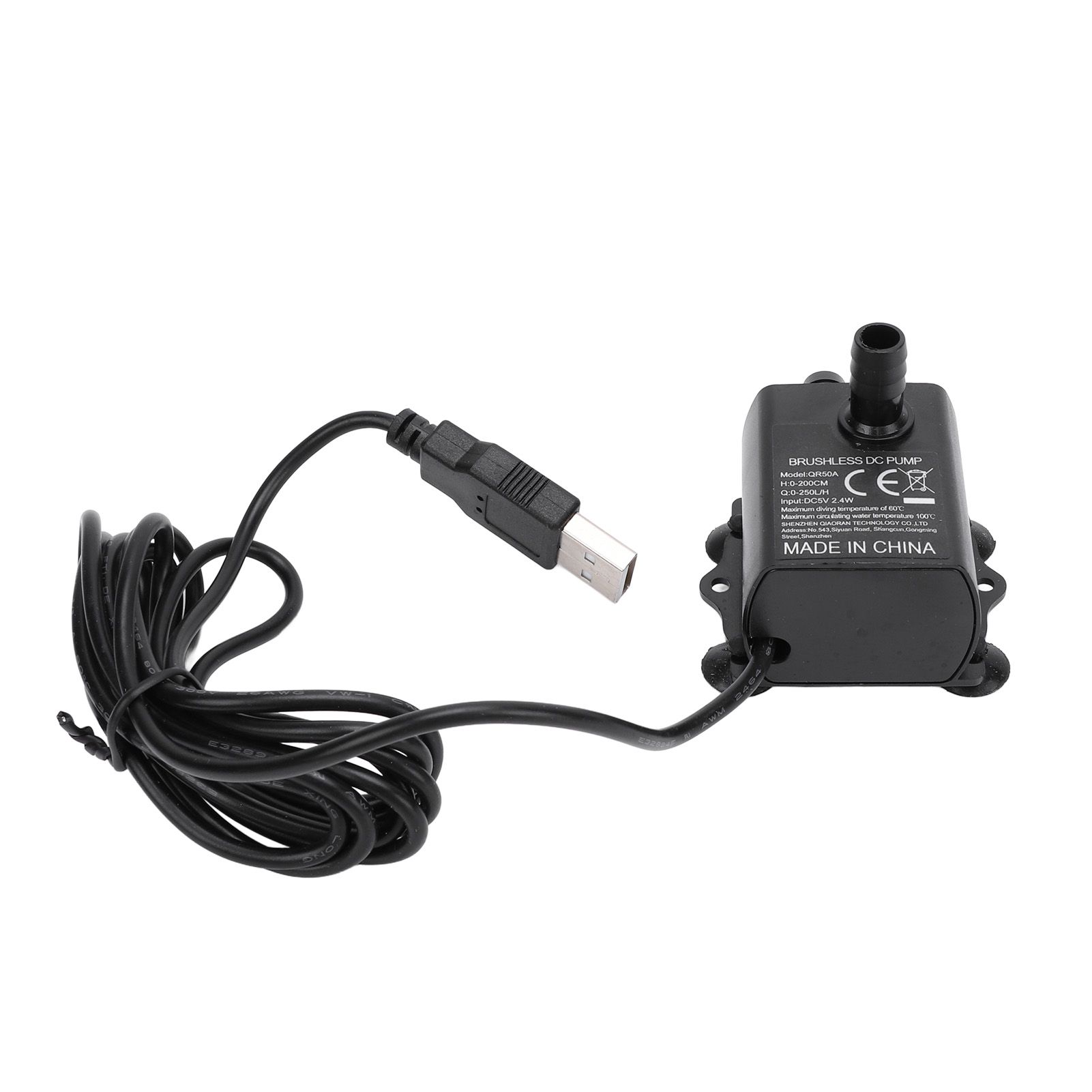 Small Submersible Water Pump 0‑200cm Lift 0‑250LPH IP68 Rating DC5V 2.4W USB view 4