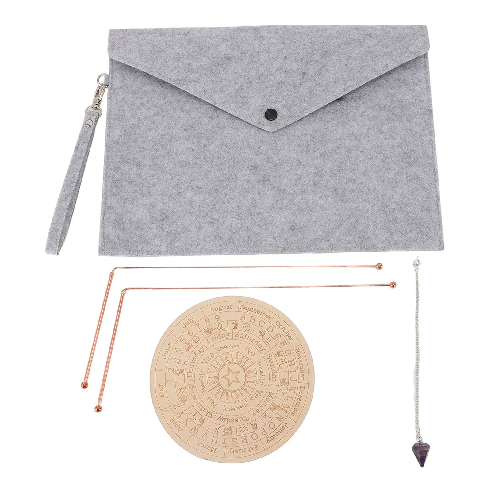 Dowsing Rods Kit Copper Divining Rod Pendulum Pendant Divination Mat for Ghost view 3