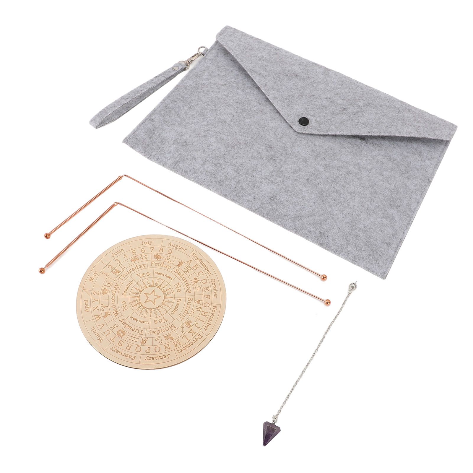 Dowsing Rods Kit Copper Divining Rod Pendulum Pendant Divination Mat for Ghost view 4