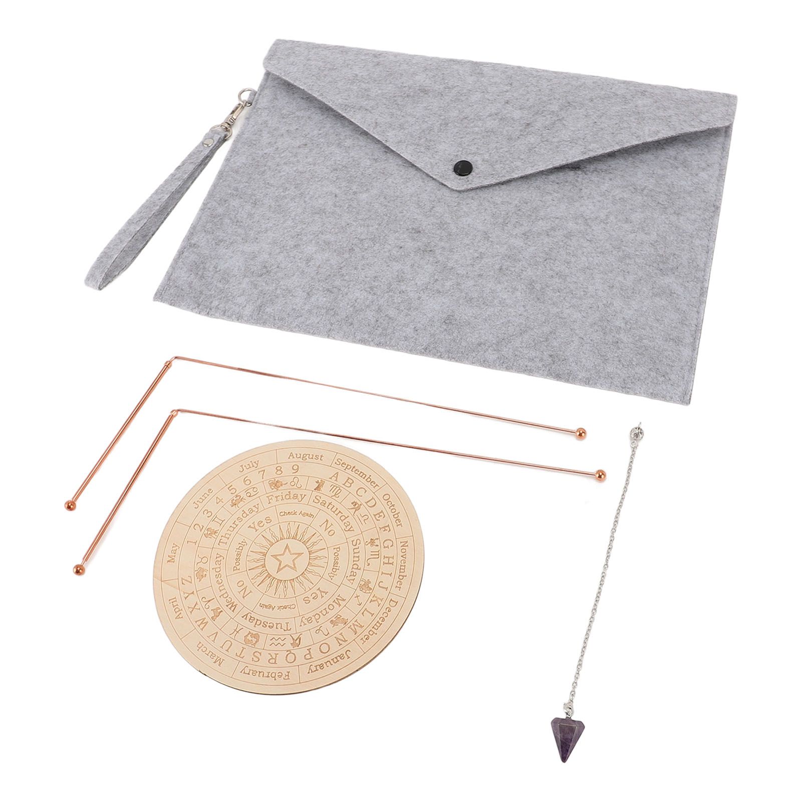 Dowsing Rods Kit Copper Divining Rod Pendulum Pendant Divination Mat for Ghost view 6