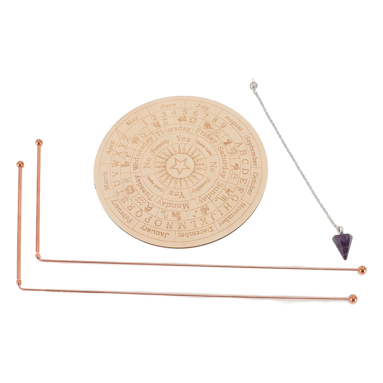 Dowsing Rods Kit Copper Divining Rod Pendulum Pendant Divination Mat for Ghost view 7