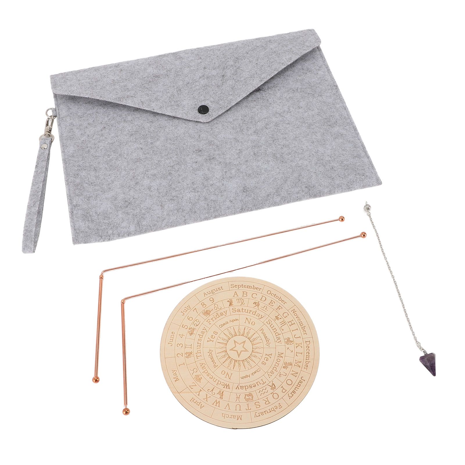 Dowsing Rods Kit Copper Divining Rod Pendulum Pendant Divination Mat for Ghost view 8
