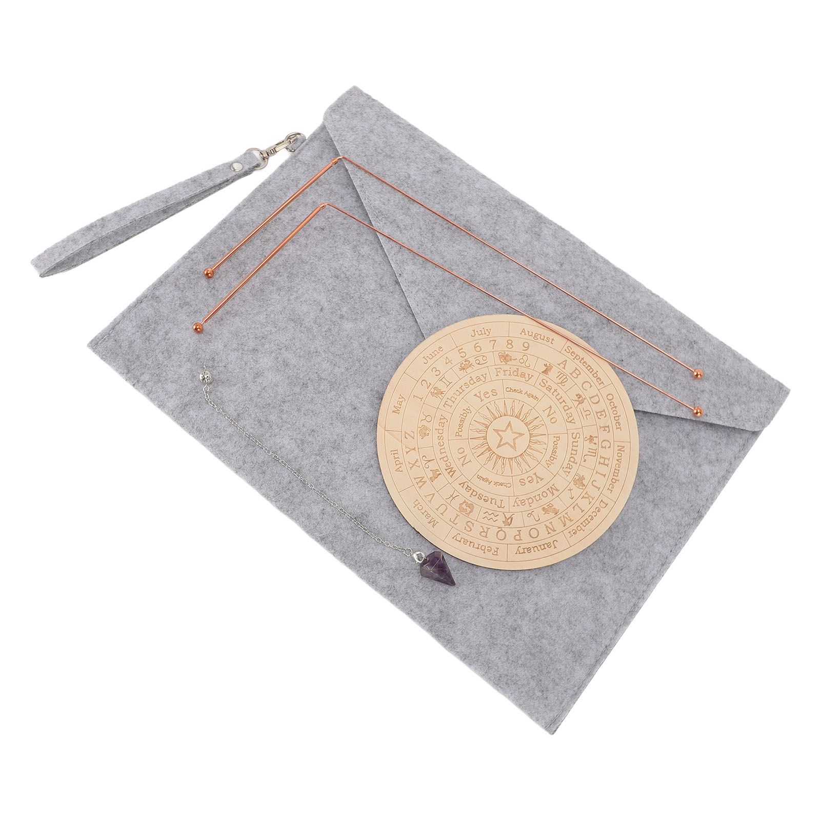 Dowsing Rods Kit Copper Divining Rod Pendulum Pendant Divination Mat for Ghost view 9