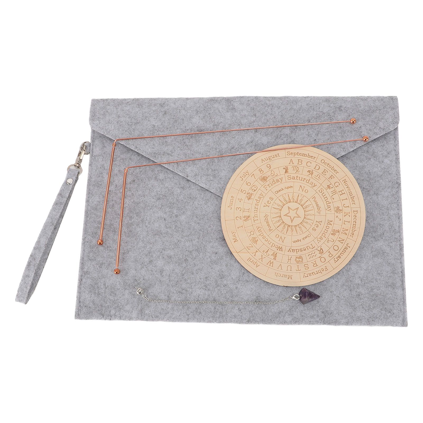 Dowsing Rods Kit Copper Divining Rod Pendulum Pendant Divination Mat for Ghost view 10