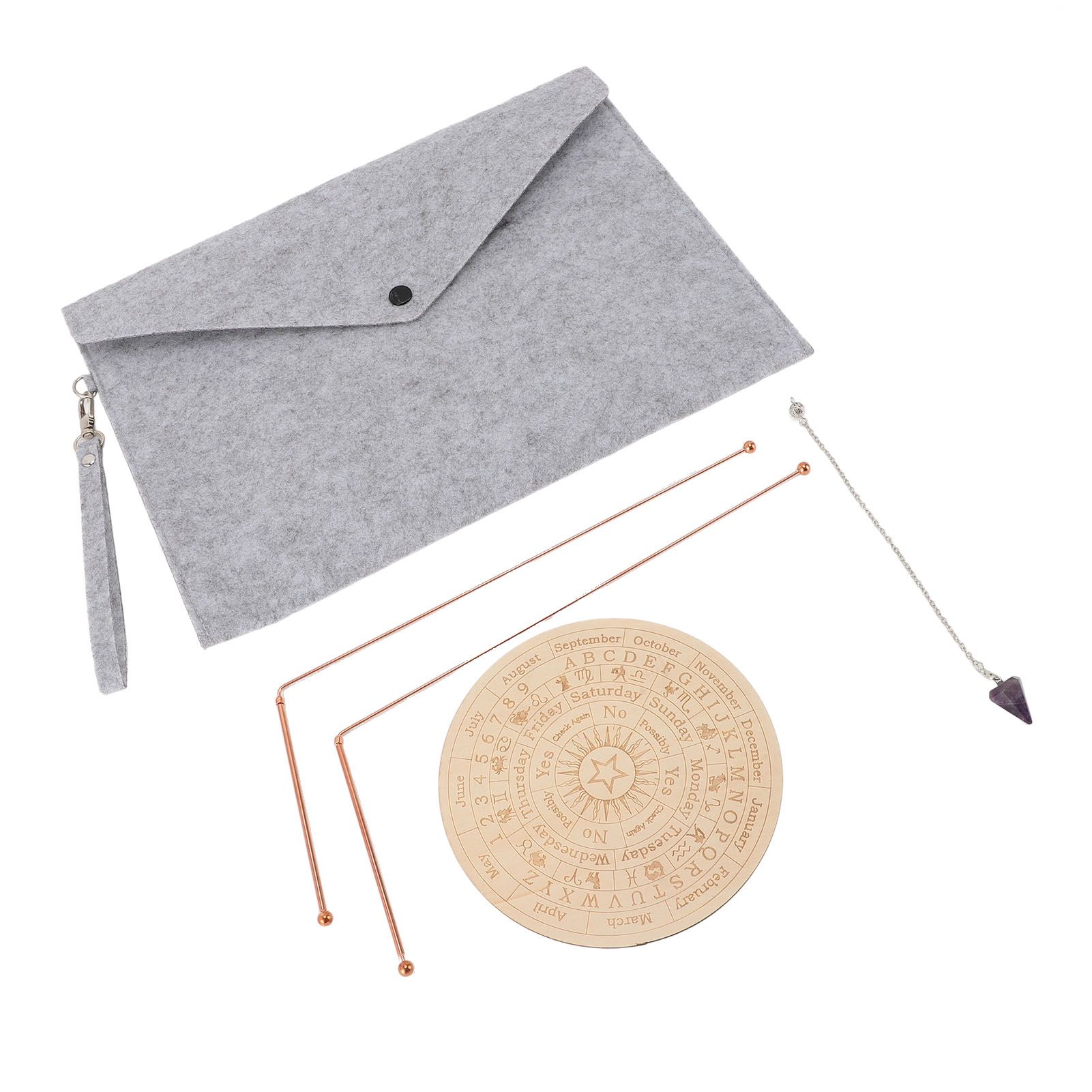 Dowsing Rods Kit Copper Divining Rod Pendulum Pendant Divination Mat for Ghost view 11