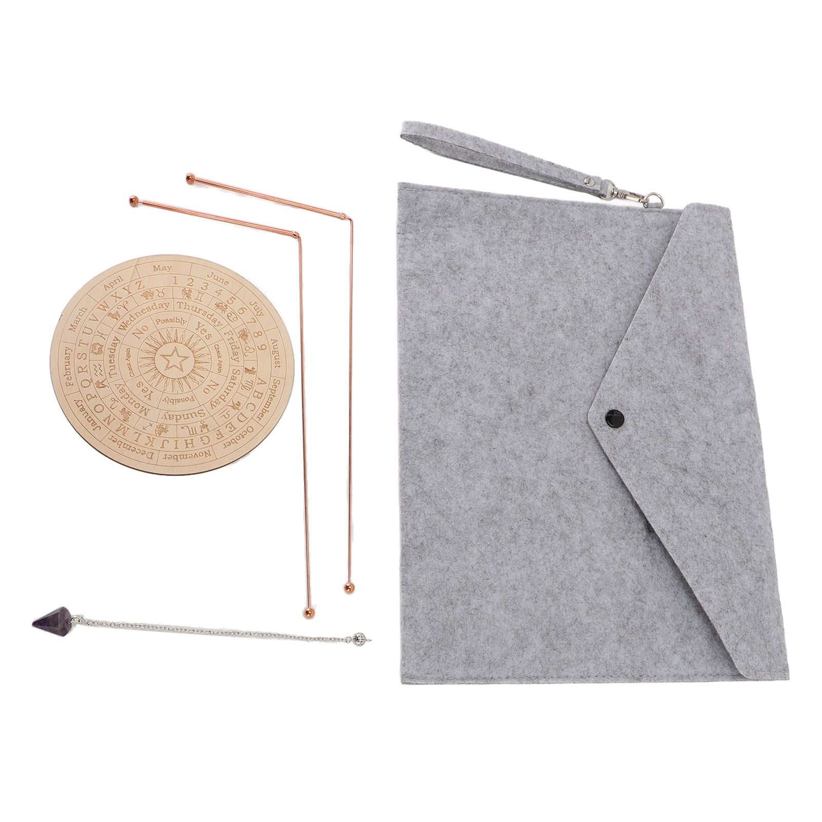 Dowsing Rods Kit Copper Divining Rod Pendulum Pendant Divination Mat for Ghost view 12
