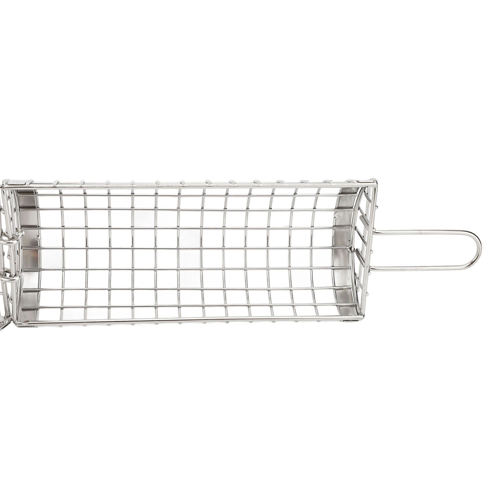 Rolling Grill Basket Open Close Type Stainless Steel Basket Wooden Handle view 2